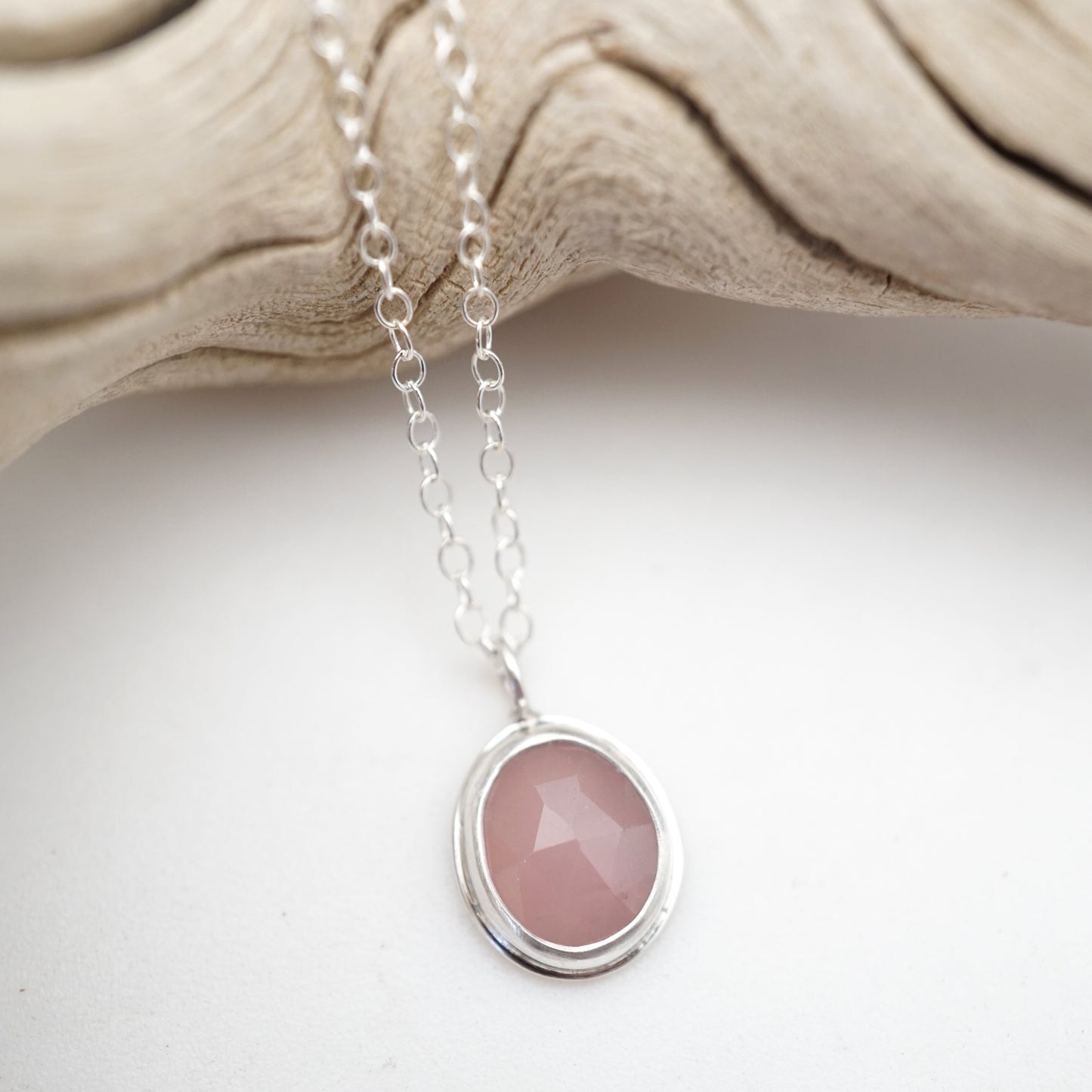 dainty guava quartz necklace #1 - 18" chain - Lumenrose