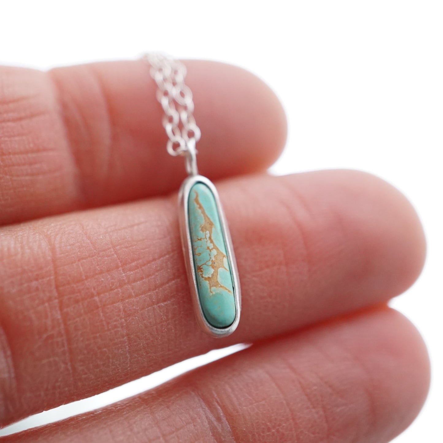 dainty royston turquoise + silver necklace - 17" chain - Lumenrose
