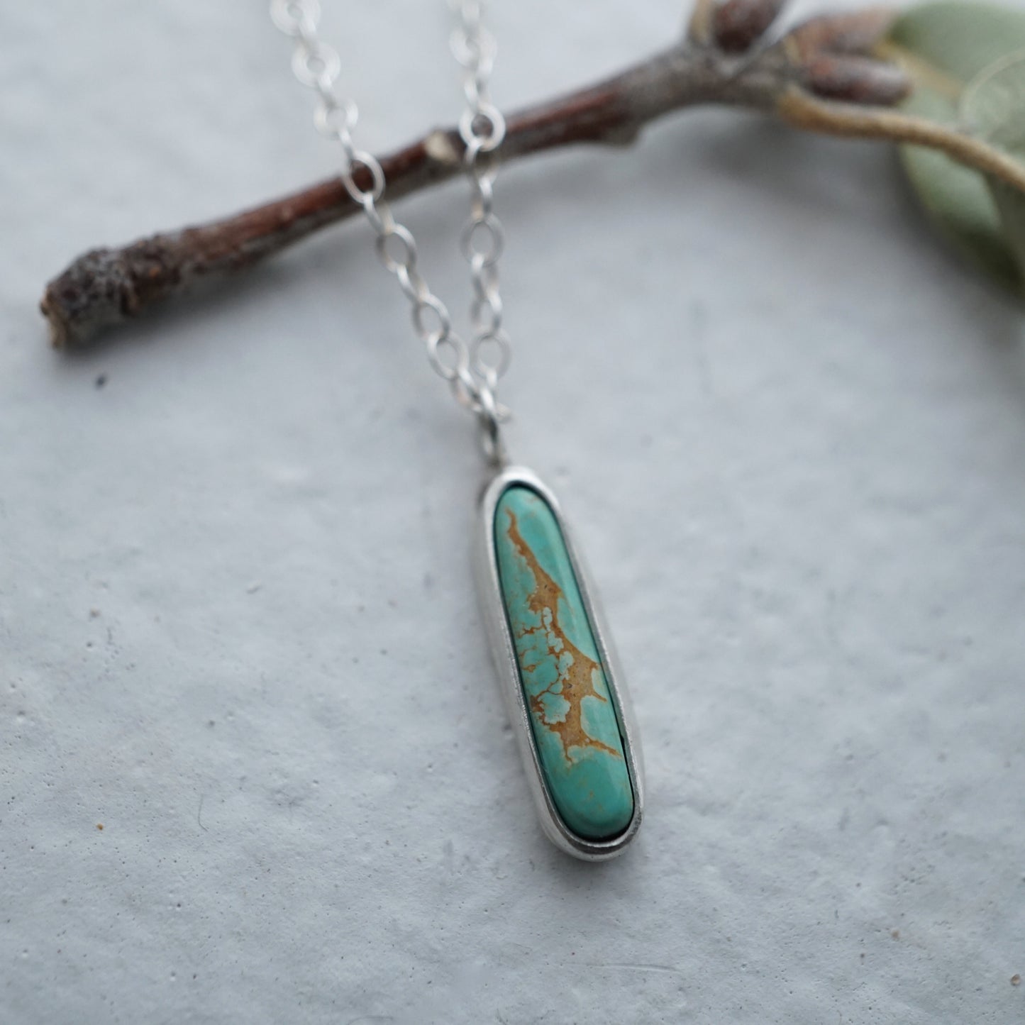 dainty royston turquoise + silver necklace - 17" chain - Lumenrose