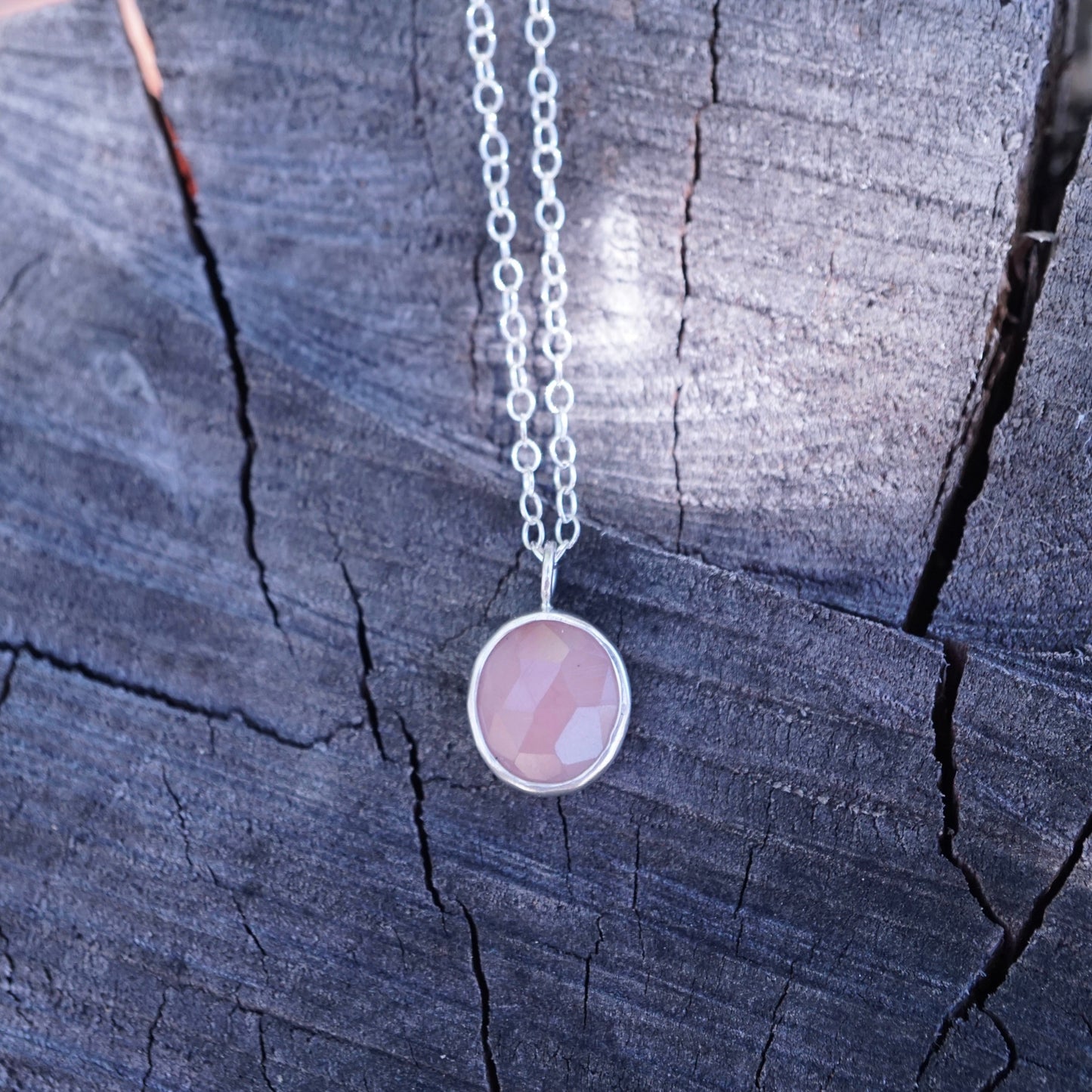 dainty silver + guava quartz necklace - Lumenrose