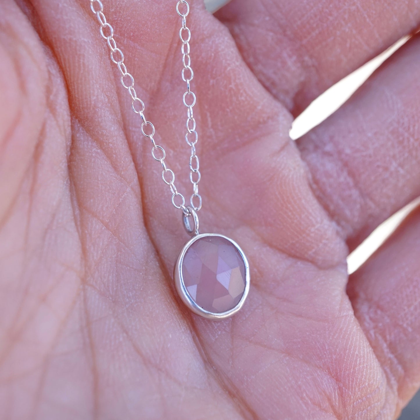 dainty silver + guava quartz necklace - Lumenrose