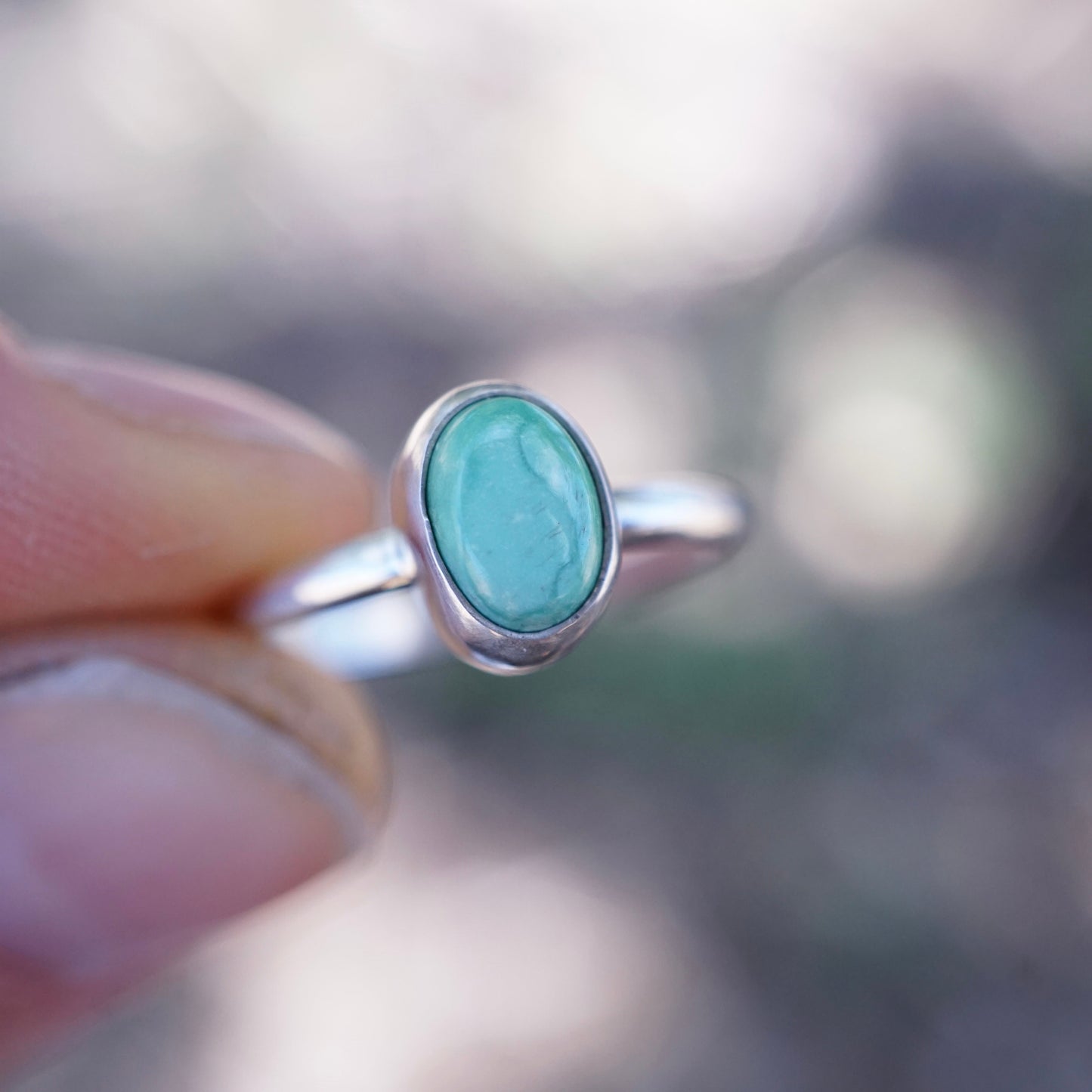 dainty silver + sonoran gold turquoise stacking ring - size 6.5 - Lumenrose