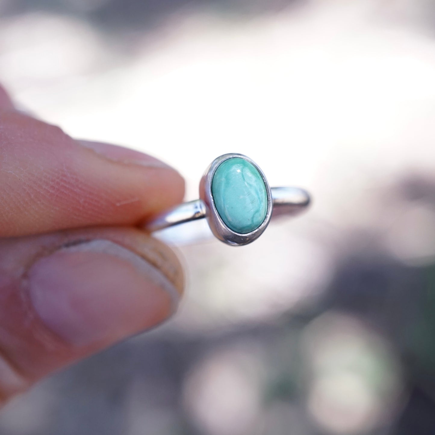 dainty silver + sonoran gold turquoise stacking ring - size 6.5 - Lumenrose