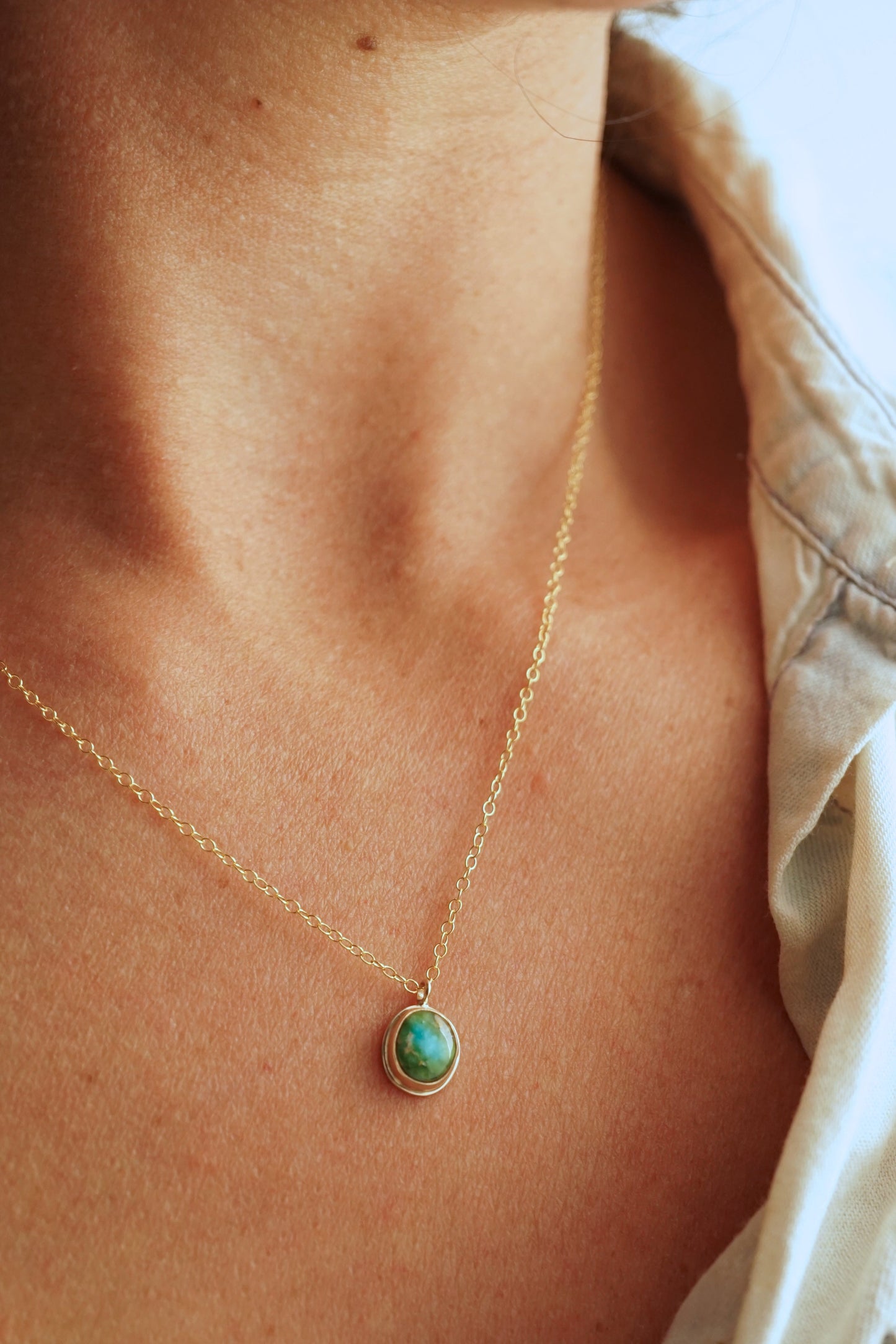 dainty sonoran gold turquoise necklace in 14k goldfill - Lumenrose