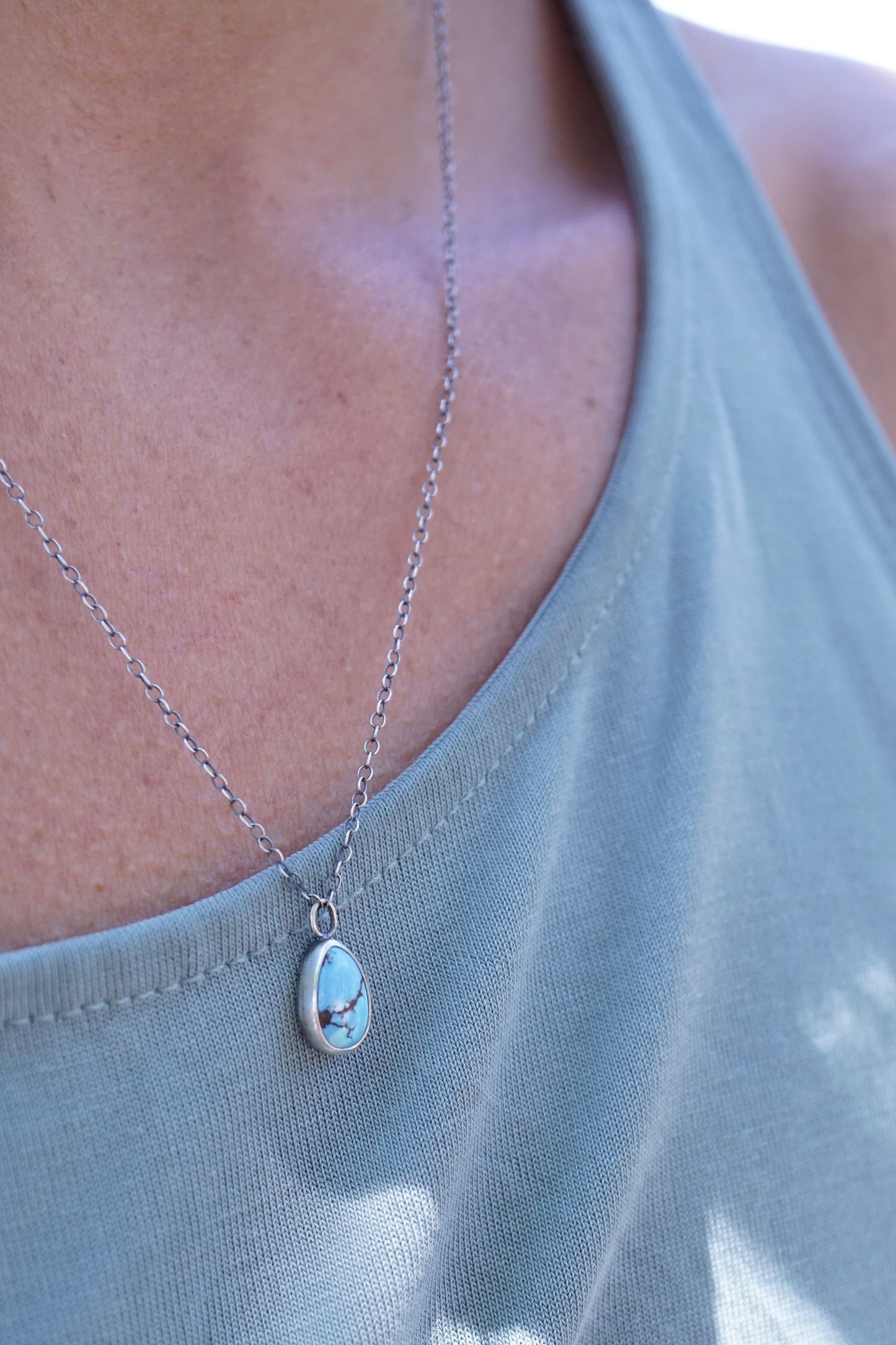 delicate lavender turquoise teardrop necklace - Lumenrose