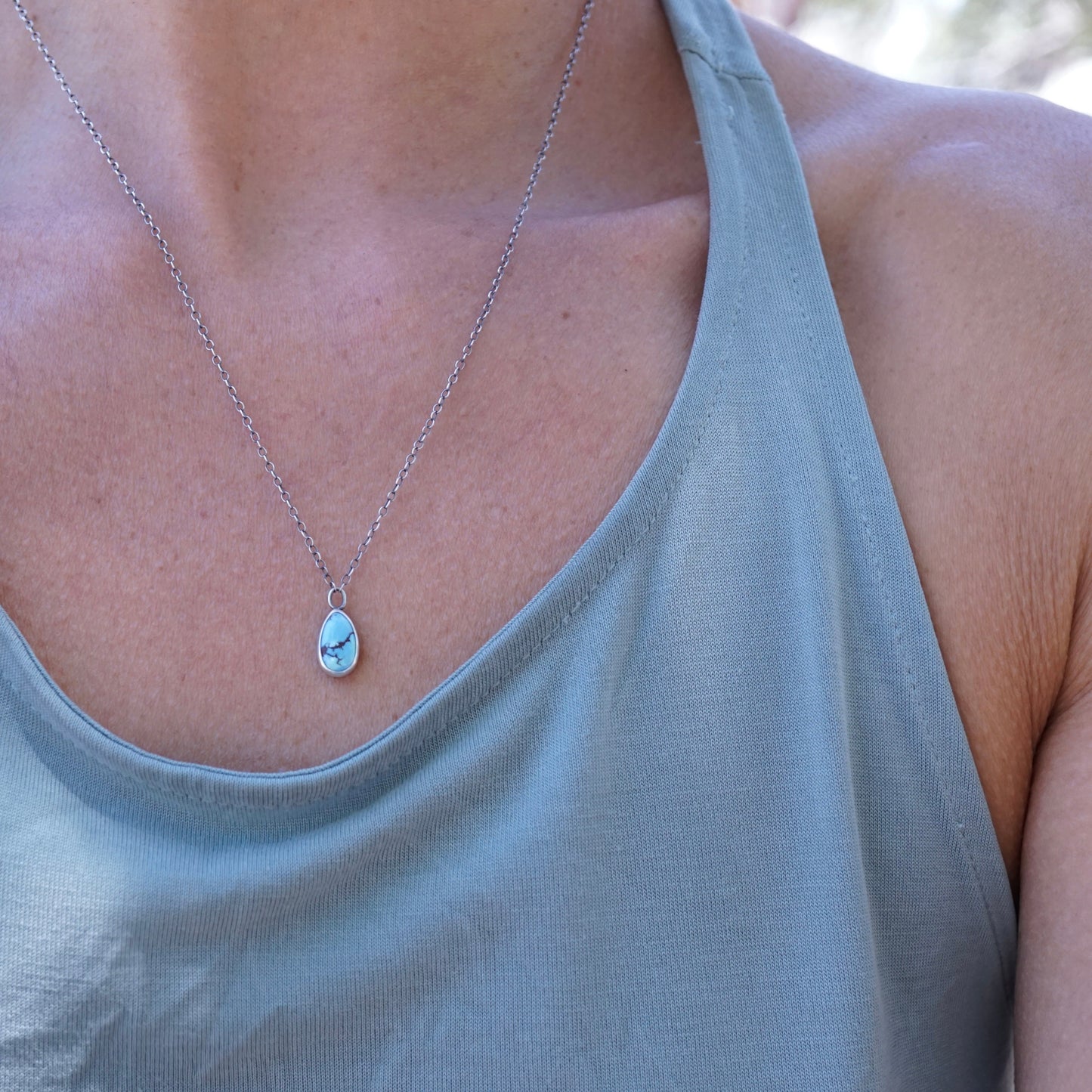delicate lavender turquoise teardrop necklace - Lumenrose