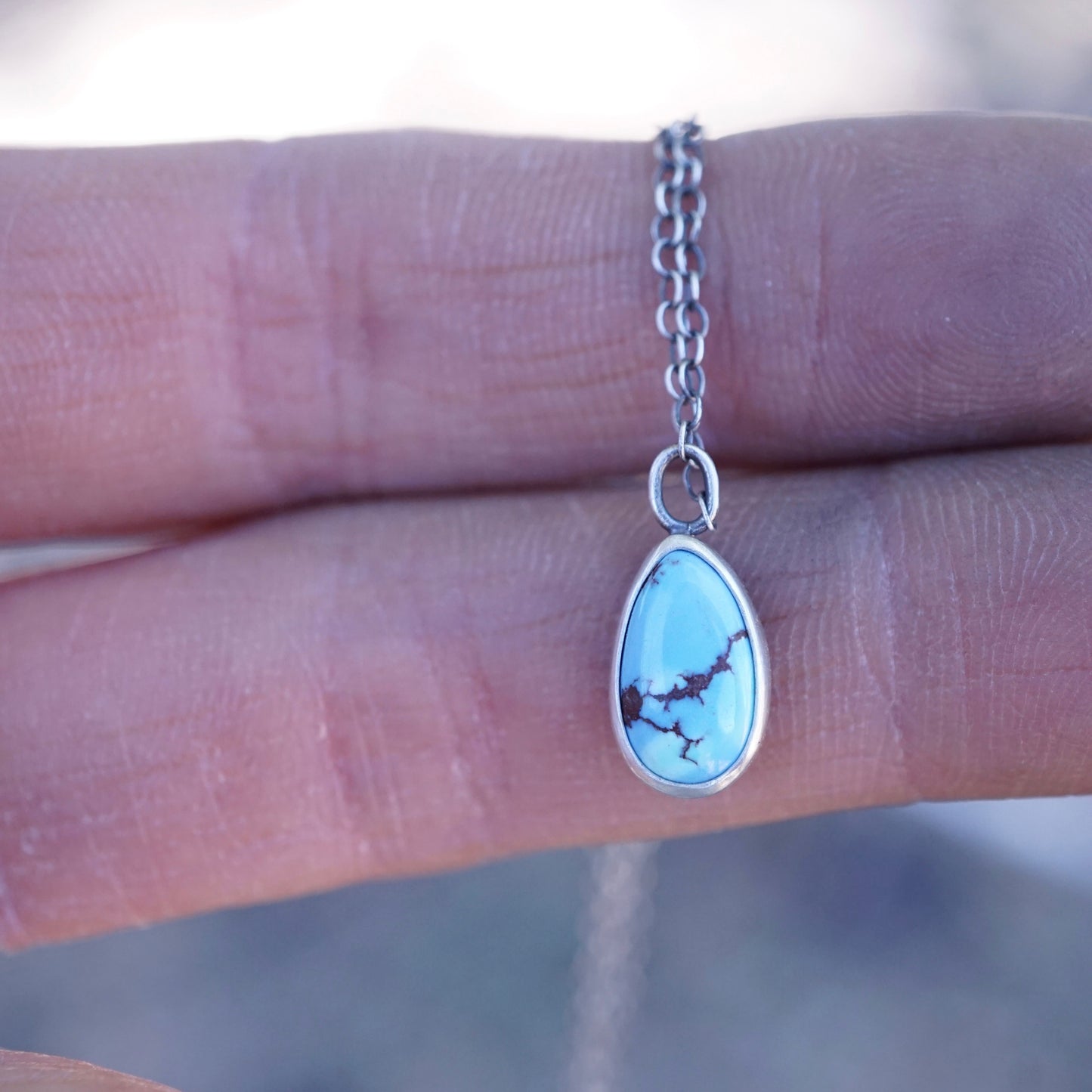 delicate lavender turquoise teardrop necklace - Lumenrose