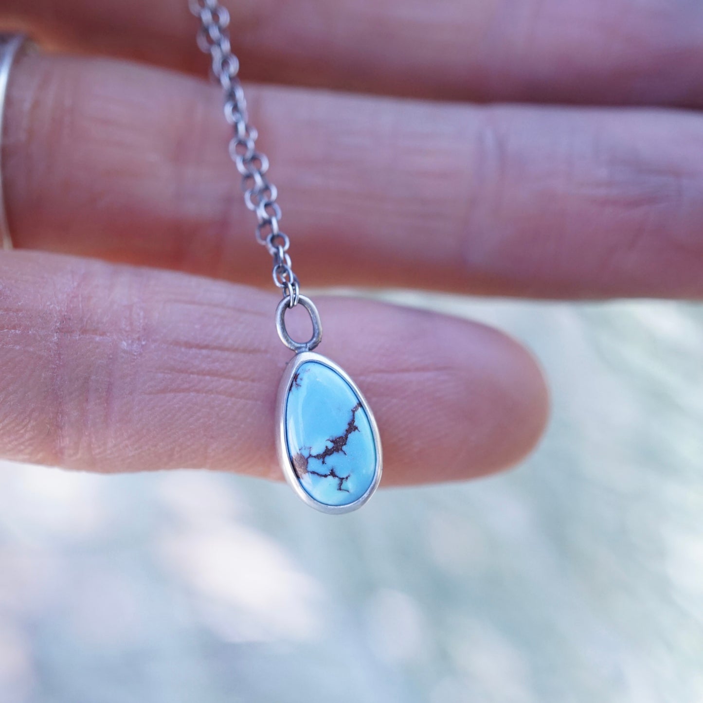delicate lavender turquoise teardrop necklace - Lumenrose