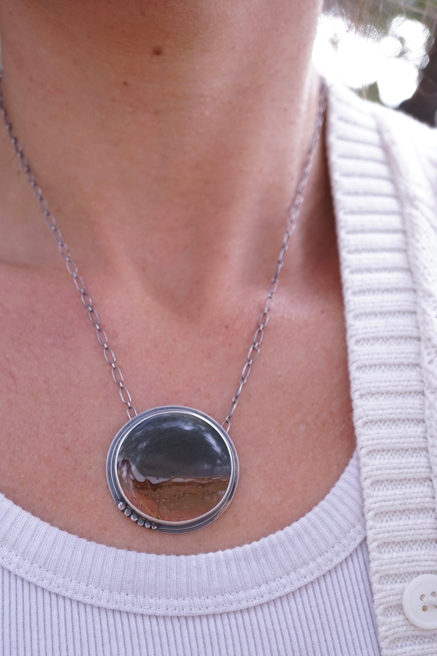 desert wildflowers in bloom landscape jasper necklace - Lumenrose