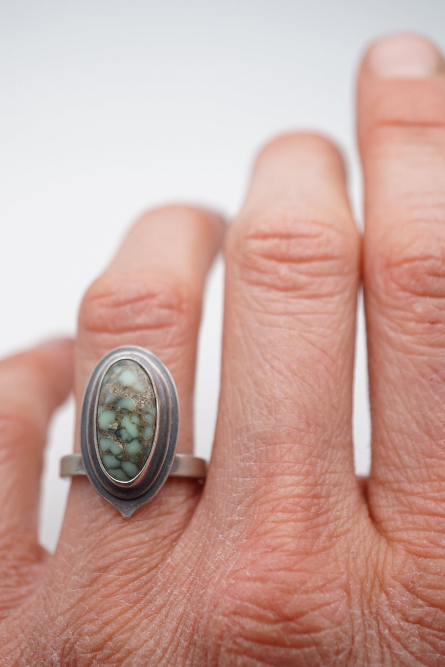double layered poseidon variscite ring - size 5 - Lumenrose