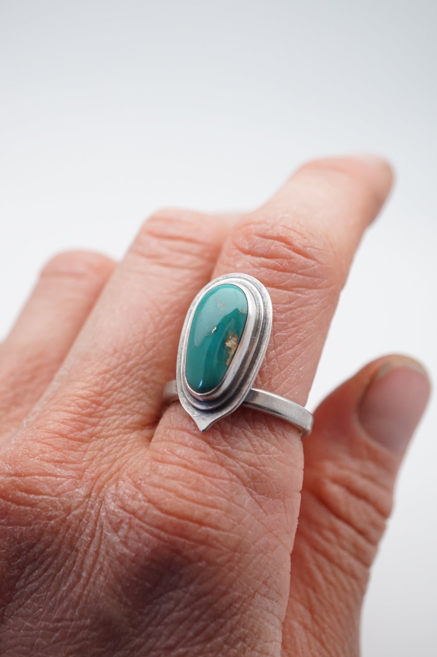 double layered royston turquoise ring - size 7.5 - Lumenrose