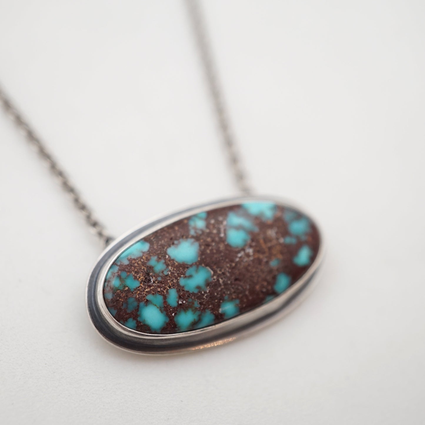 egyptian turquoise necklace - narrow oval - Lumenrose