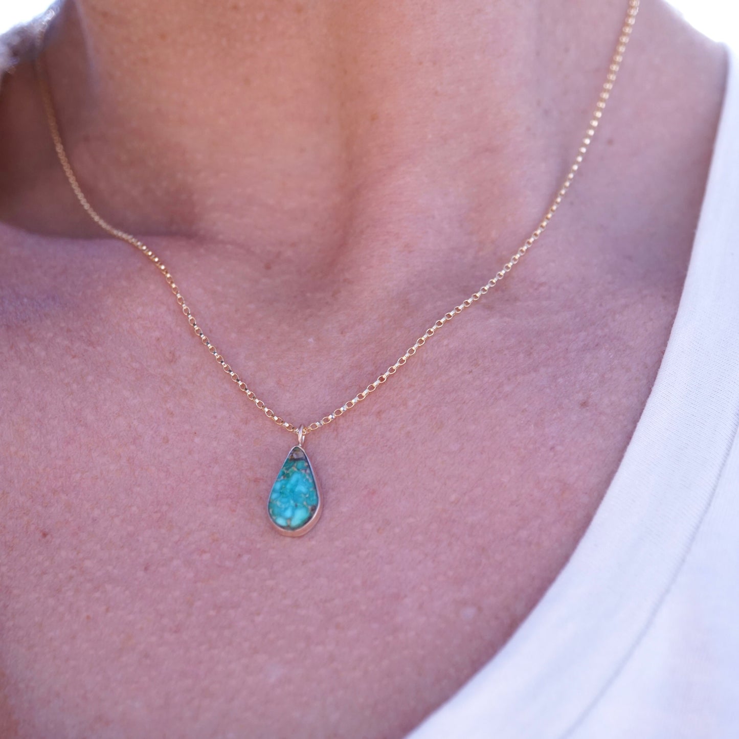emerald valley turquoise necklace in 14k goldfill and a touch of sterling - Lumenrose