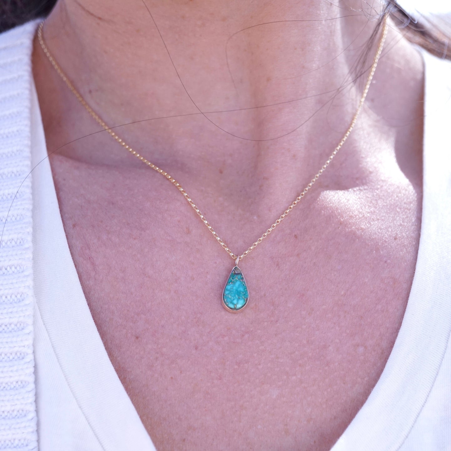 emerald valley turquoise necklace in 14k goldfill and a touch of sterling - Lumenrose