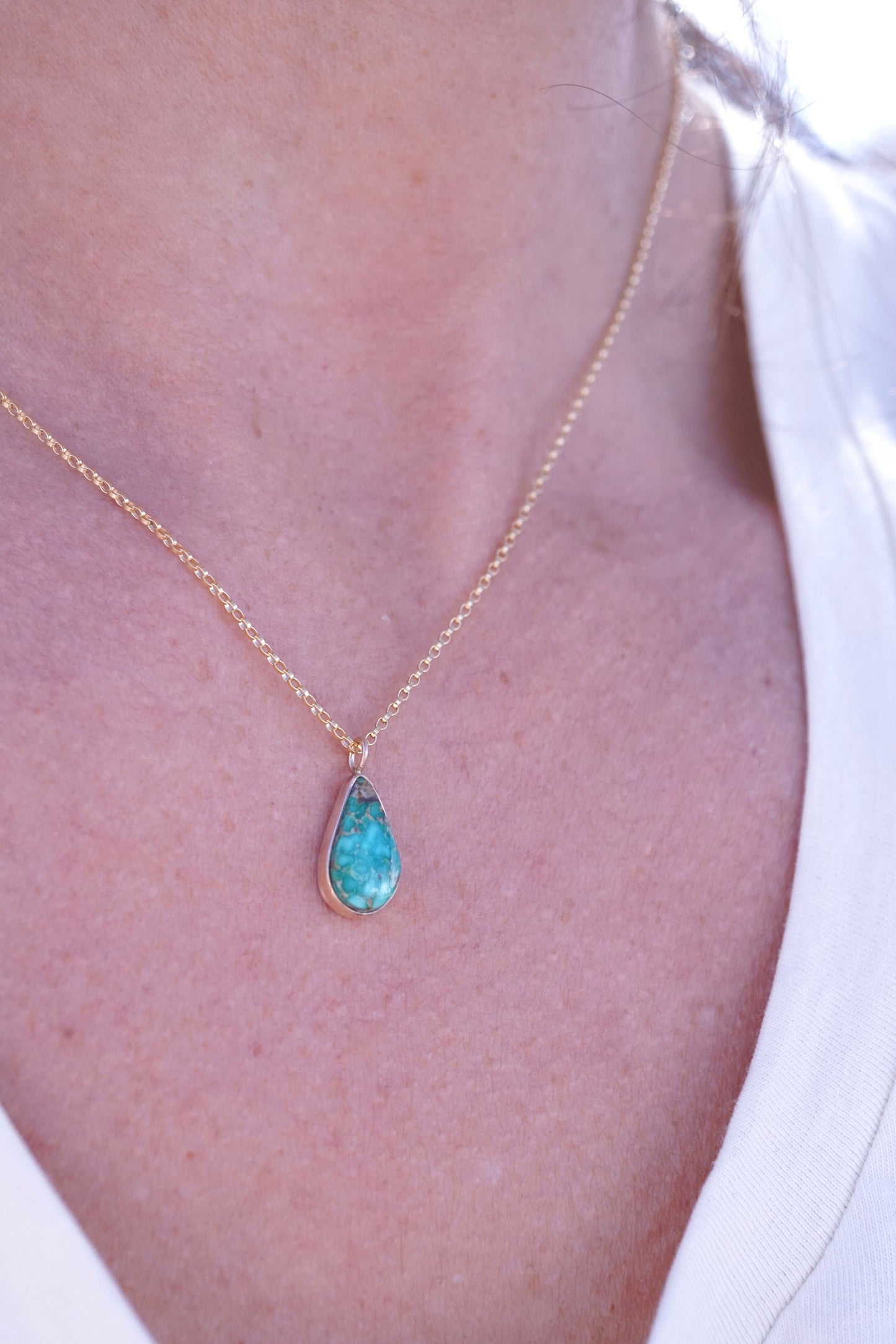 emerald valley turquoise necklace in 14k goldfill and a touch of sterling - Lumenrose