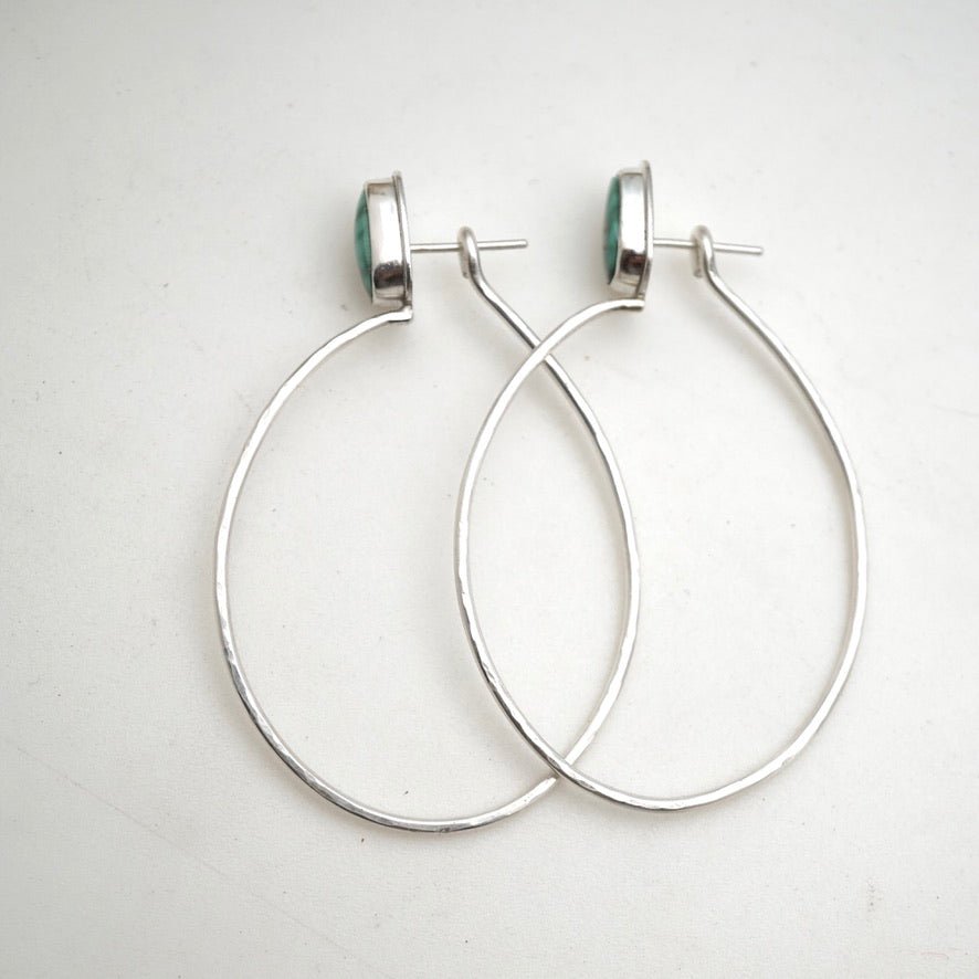 emerald valley turquoise + silver hoops - SMALL SIZE - Lumenrose