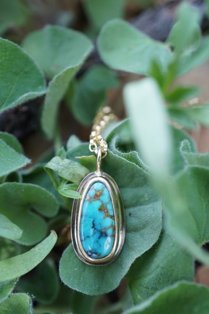 everyday 14k goldfill necklace with sierra nevada turquoise - 17.5" chain - Lumenrose