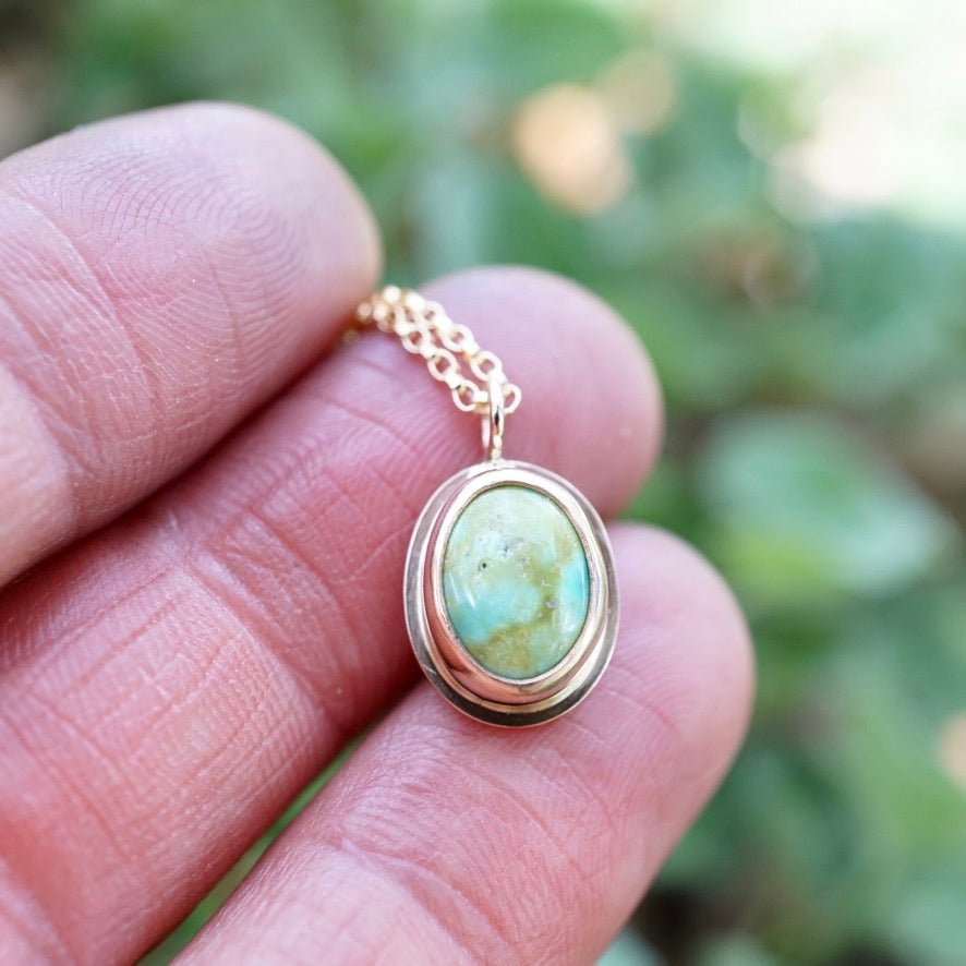 everyday 14k goldfill necklace with sonoran gold turquoise - 15.5" chain - Lumenrose