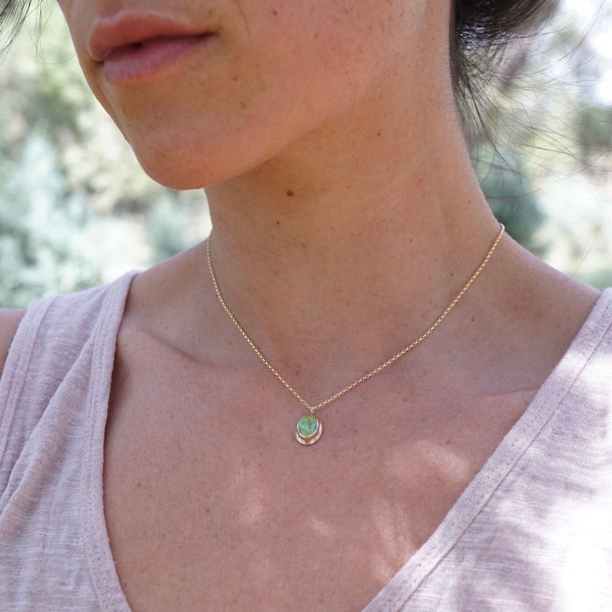 everyday 14k goldfill necklace with sonoran gold turquoise - 15.5" chain - Lumenrose