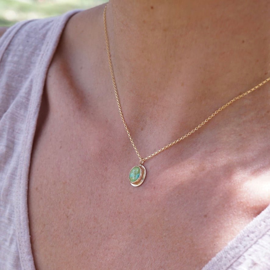 everyday 14k goldfill necklace with sonoran gold turquoise - 15.5" chain - Lumenrose
