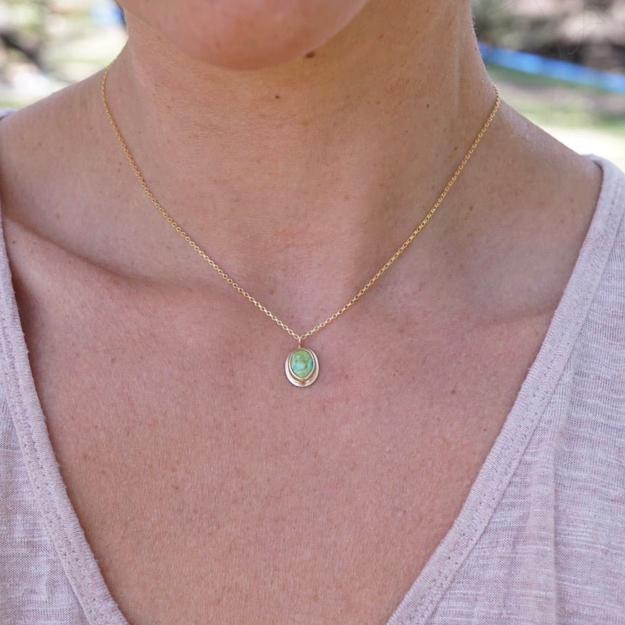 everyday 14k goldfill necklace with sonoran gold turquoise - 15.5" chain - Lumenrose