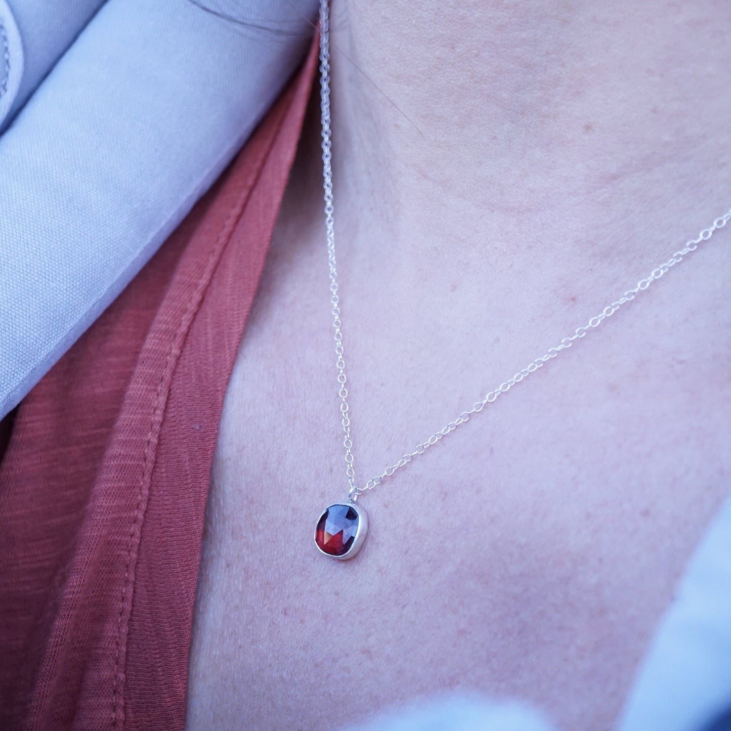 faceted garnet necklace - Lumenrose