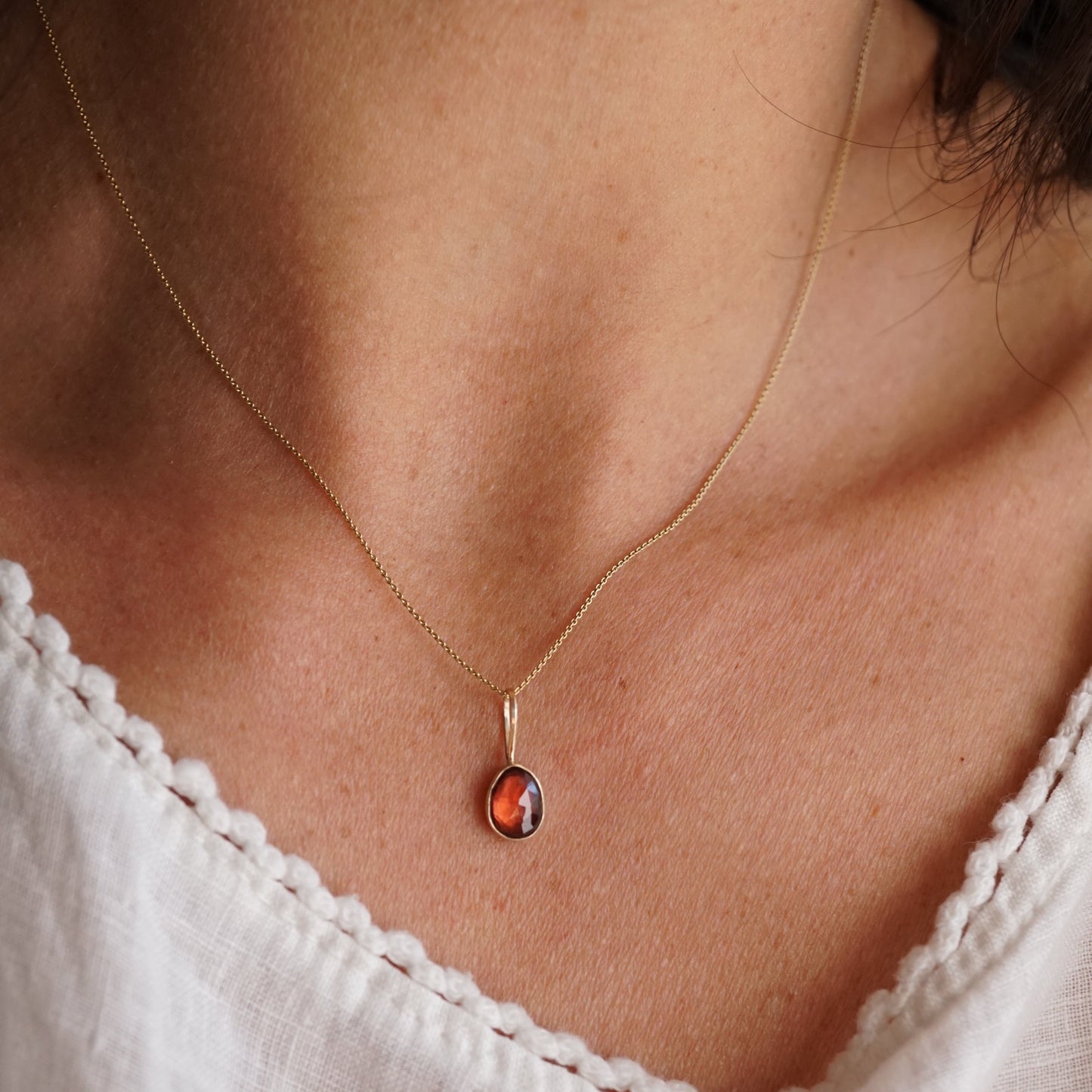 faceted garnet pendant in 14k gold + silver - NO CHAIN INCLUDED - Lumenrose