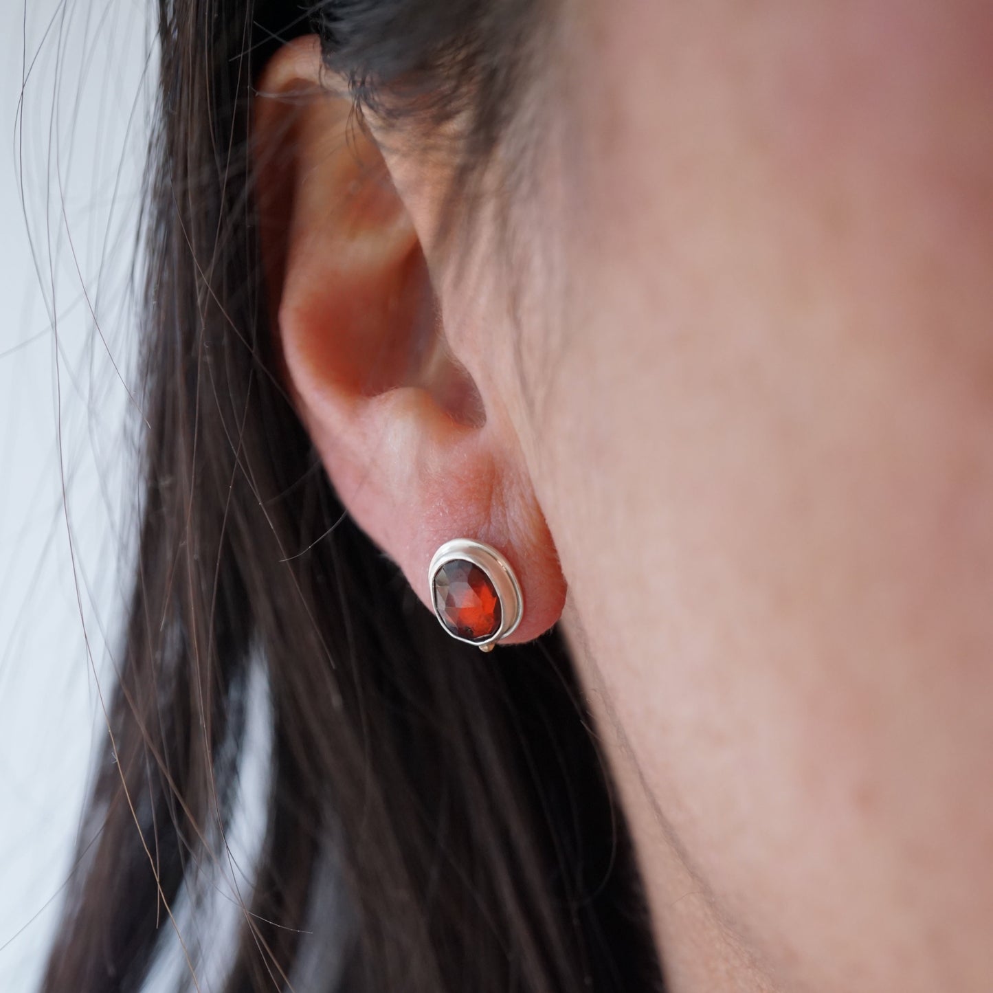 faceted garnet studs - Lumenrose