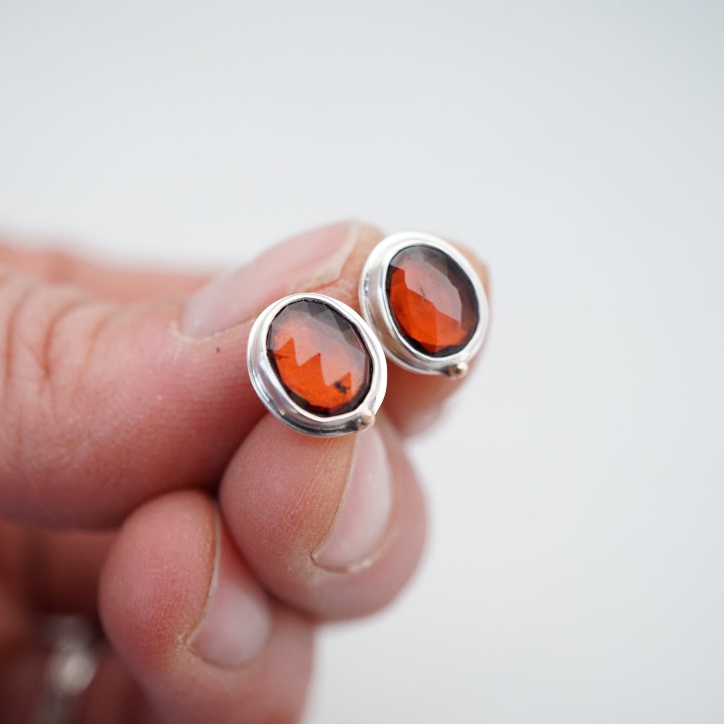faceted garnet studs - Lumenrose