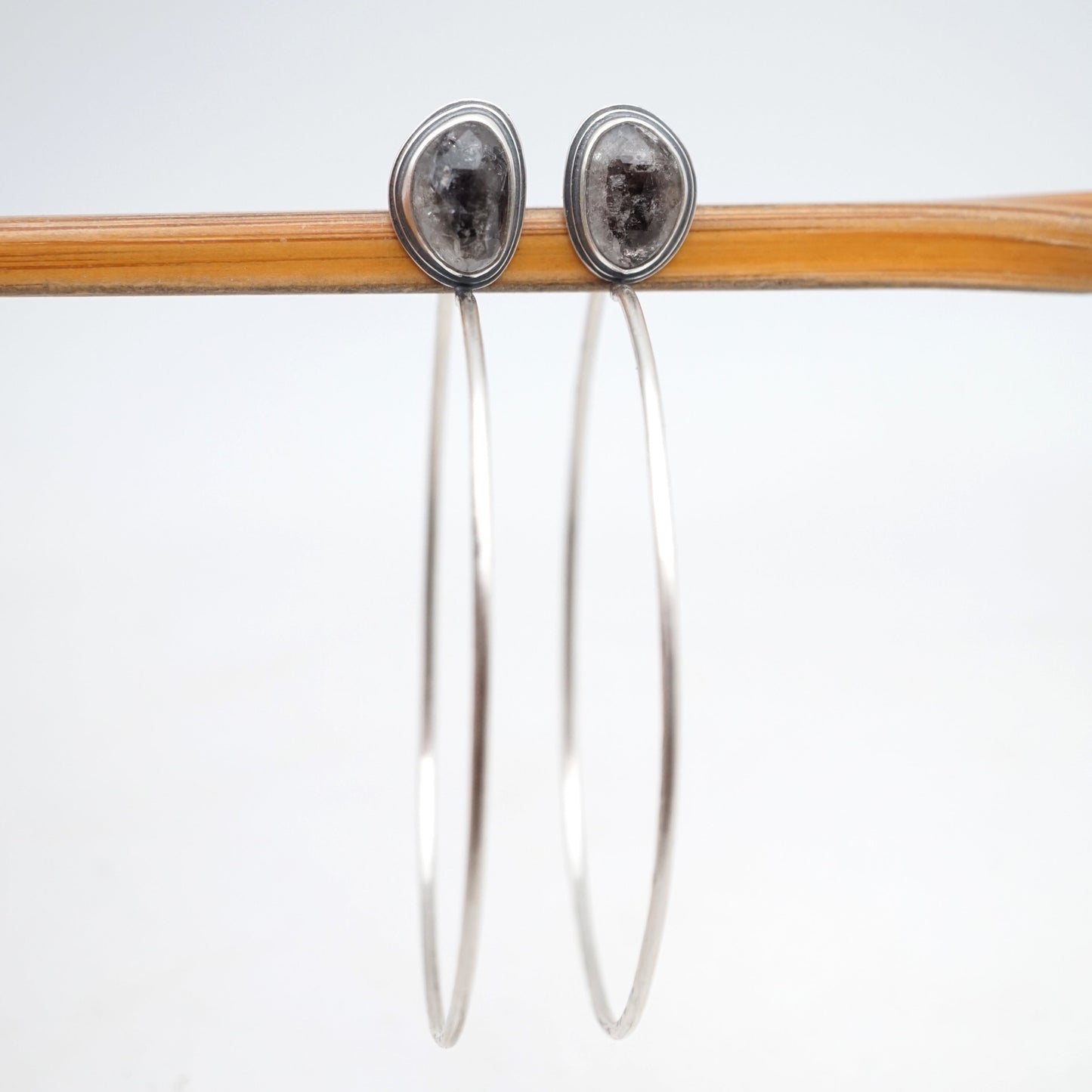 faceted herkimer quartz lumenrose hoop earrings - Lumenrose