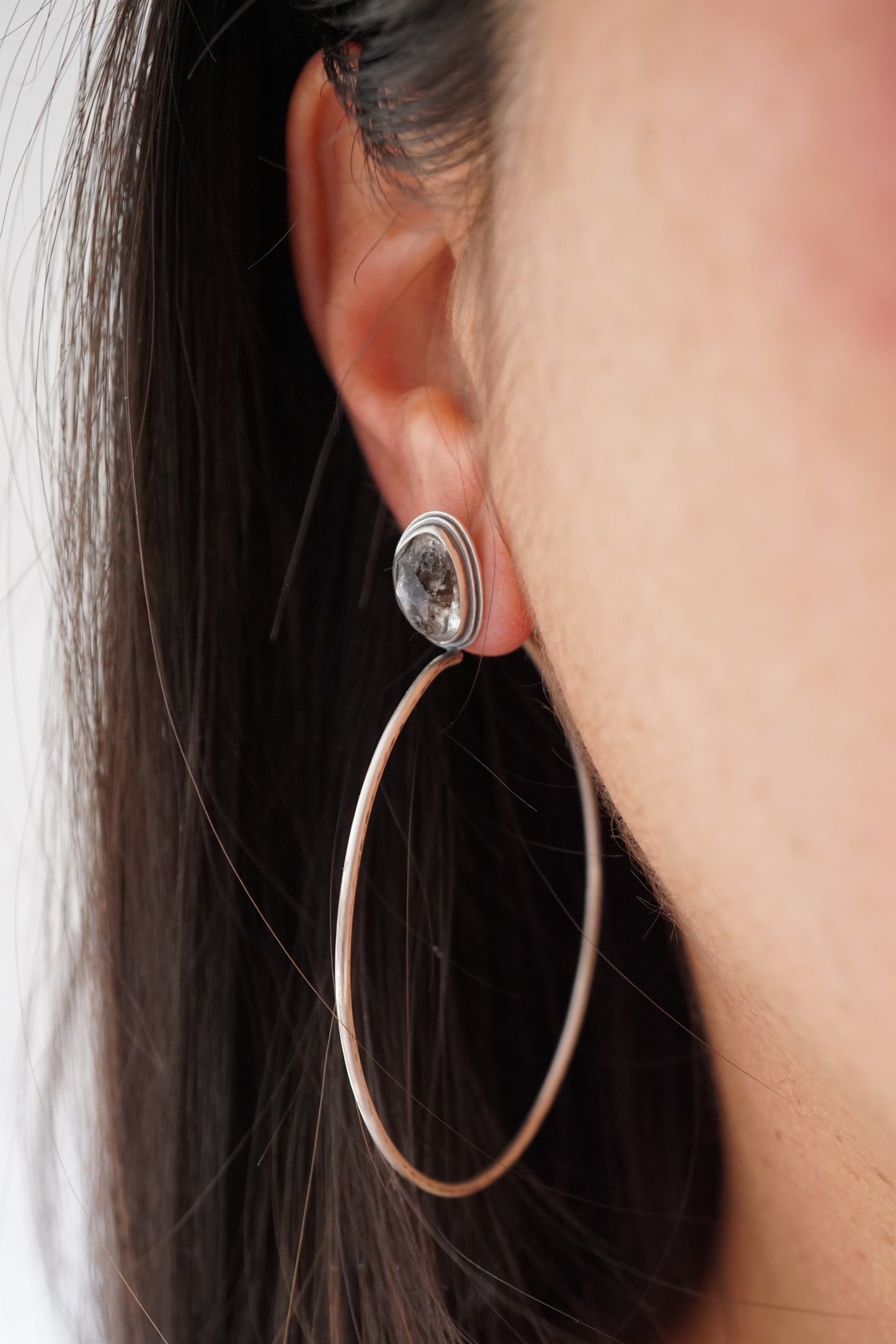 faceted herkimer quartz lumenrose hoop earrings - Lumenrose