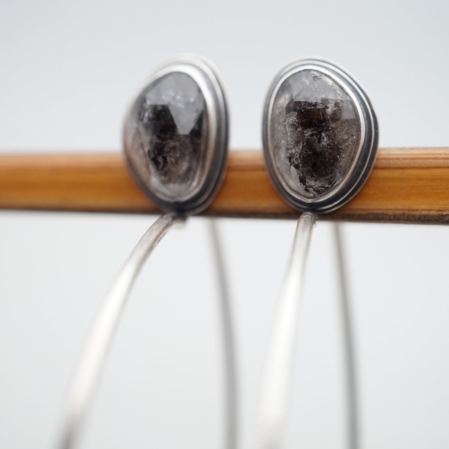 faceted herkimer quartz lumenrose hoop earrings - Lumenrose
