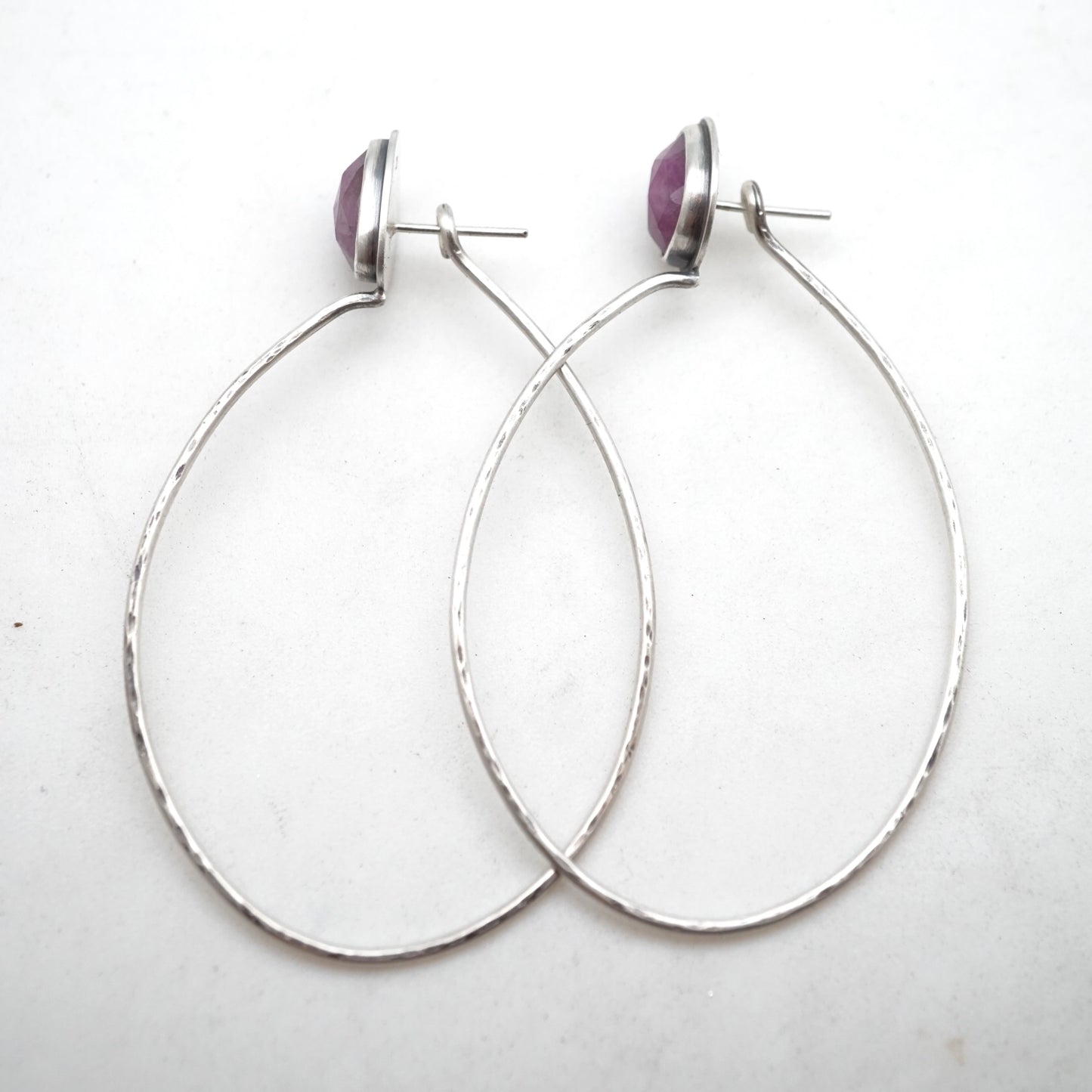 faceted ruby in quartz lumenrose hoop earrings - Lumenrose