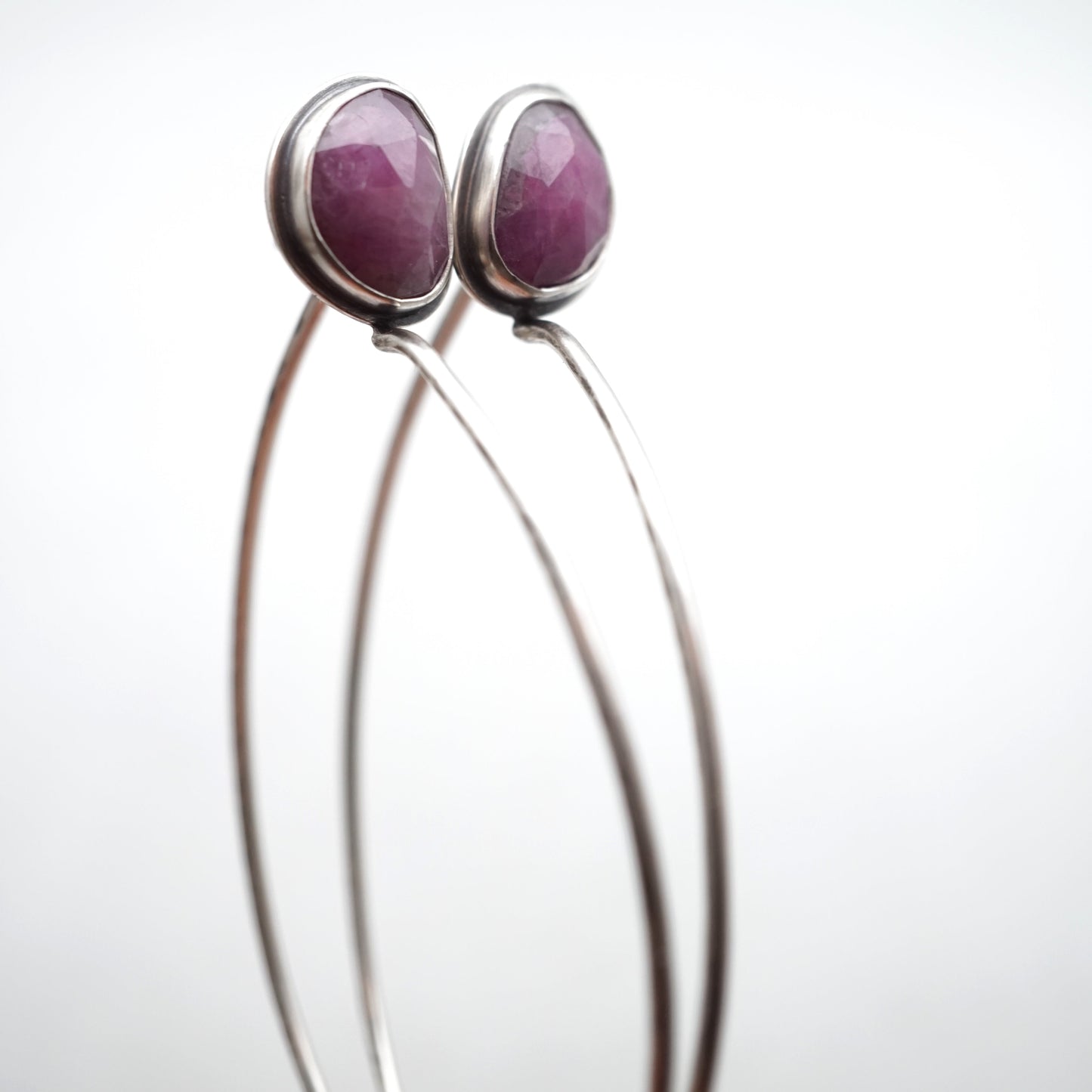 faceted ruby in quartz lumenrose hoop earrings - Lumenrose