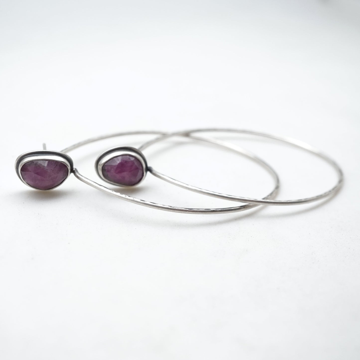 faceted ruby in quartz lumenrose hoop earrings - Lumenrose