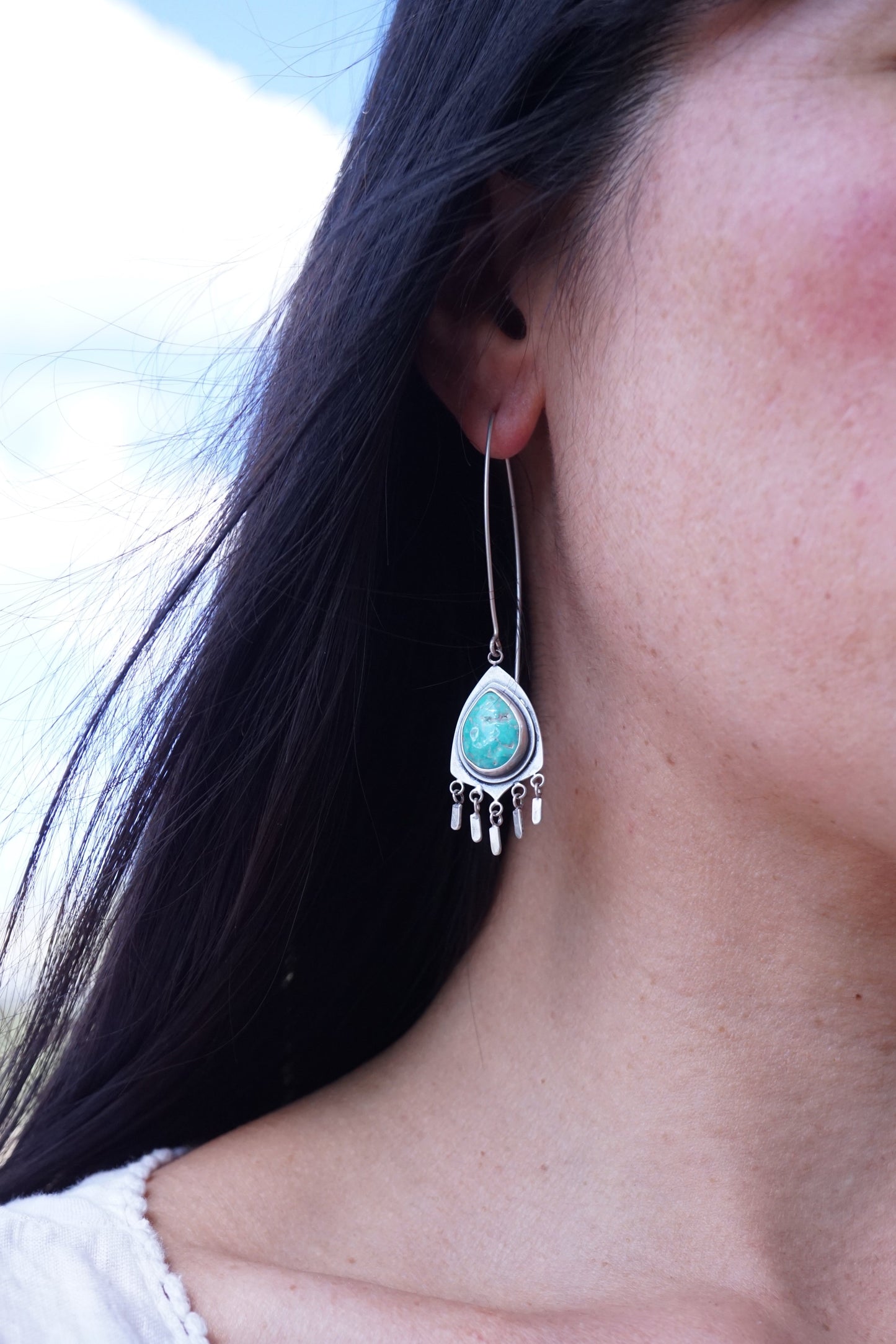 fancy carico lake turquoise dangle earrings - Lumenrose