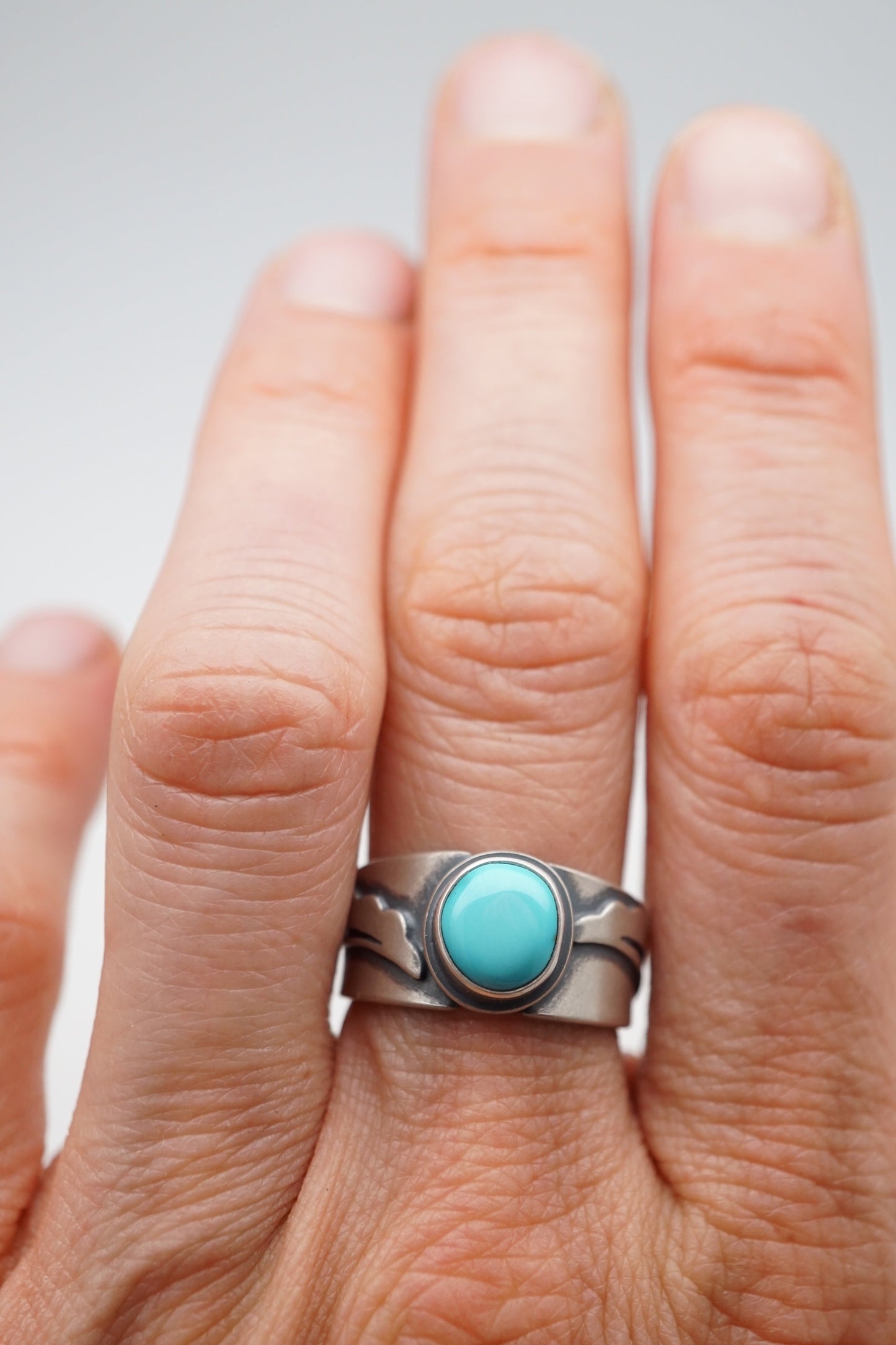 floral-inspired candelaria turquoise ring - size 7 - Lumenrose