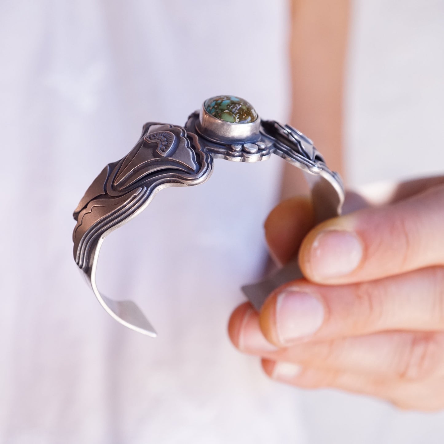 floral-inspired high grade cheyenne turquoise cuff - Lumenrose