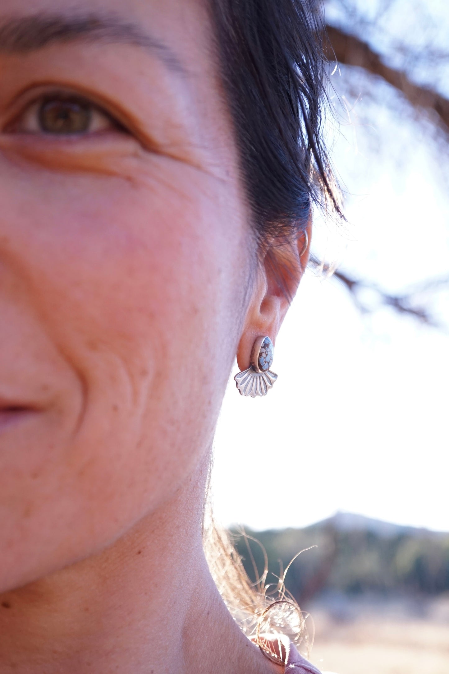 floral studs with lavender turquoise - Lumenrose