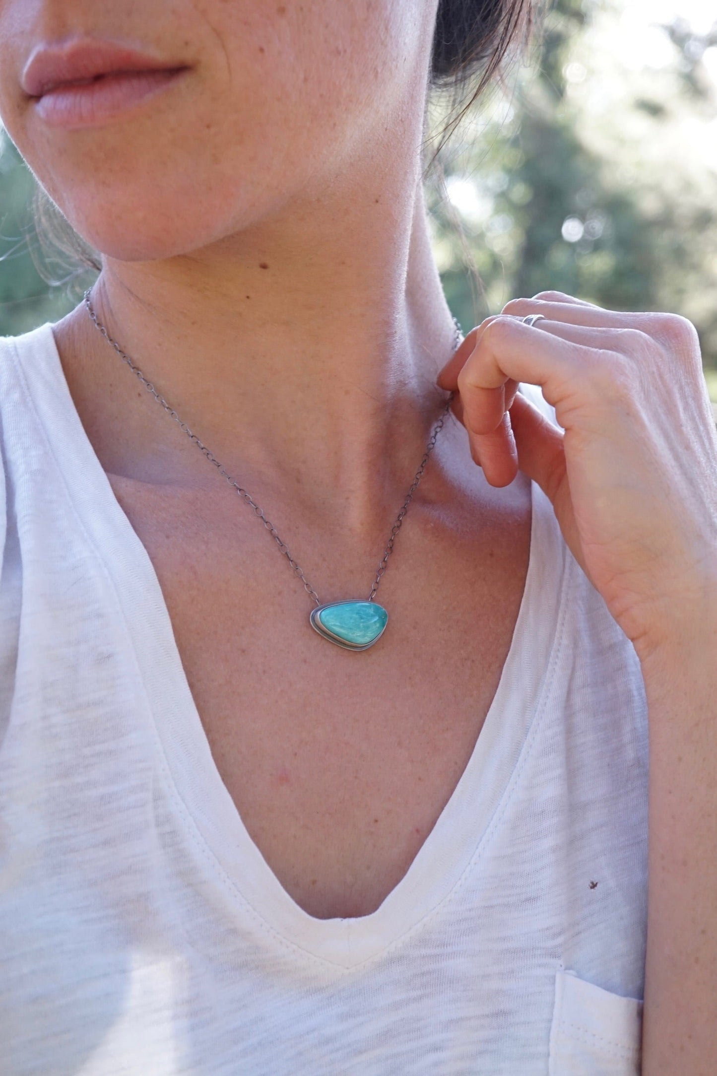 fox turquoise angular necklace - Lumenrose
