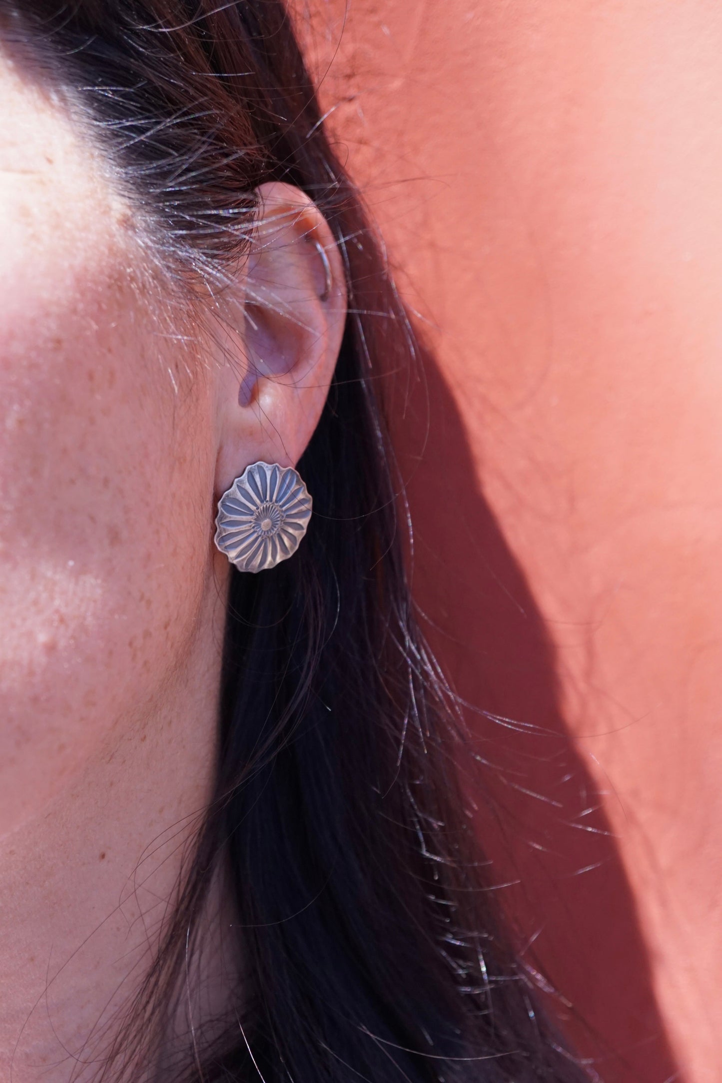 full bloom silver flower studs - Lumenrose