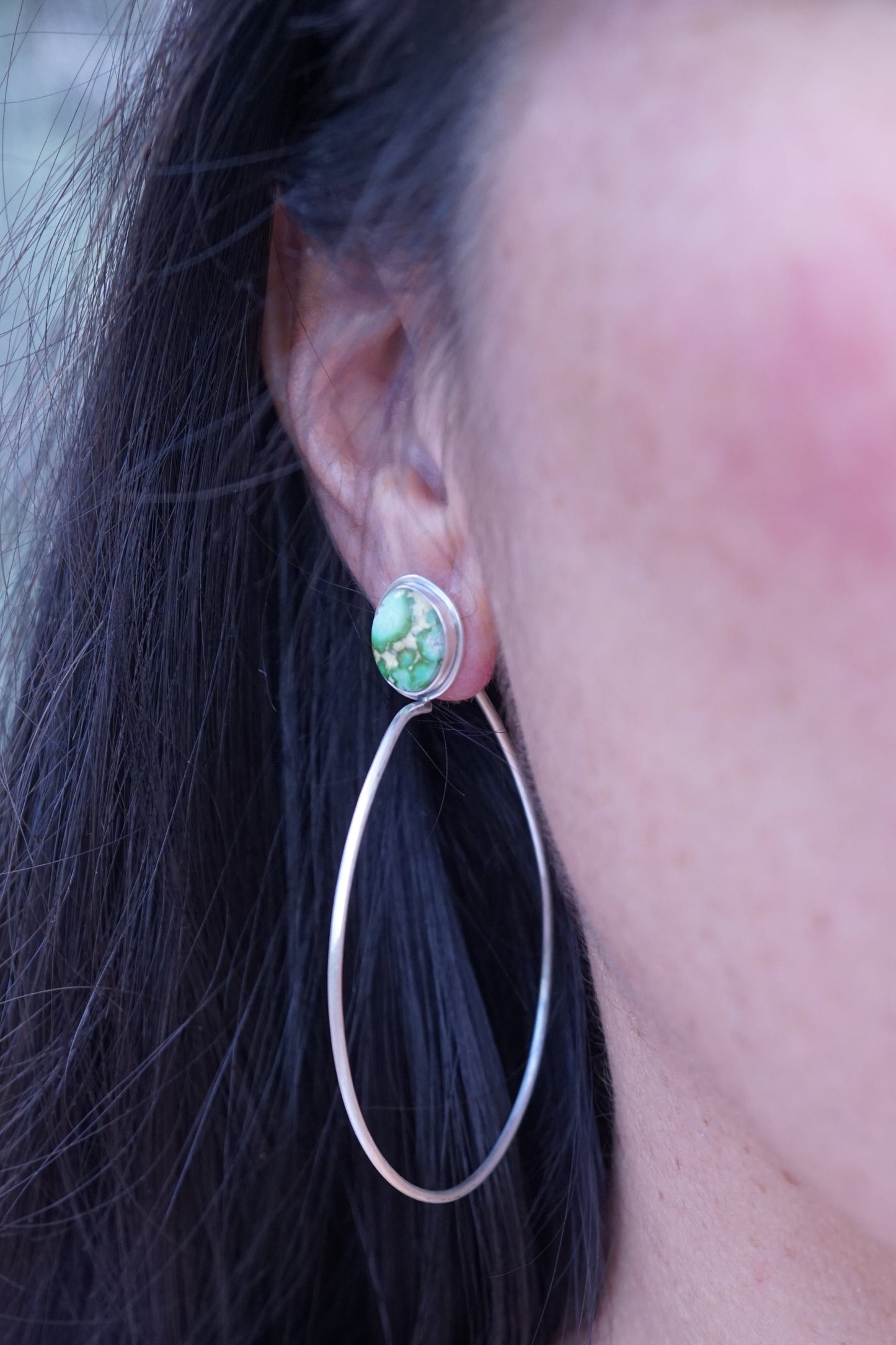 green pools sonoran gold turquoise + silver hoops - Lumenrose