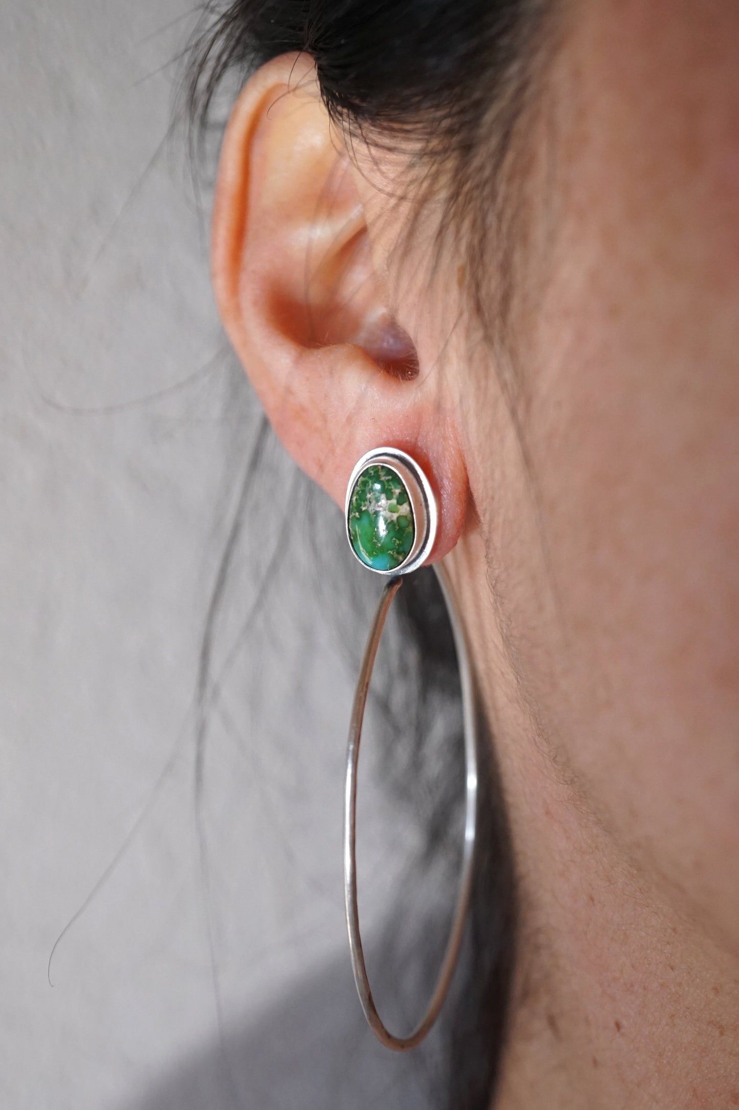 green sonoran gold turquoise + silver hoops - Lumenrose