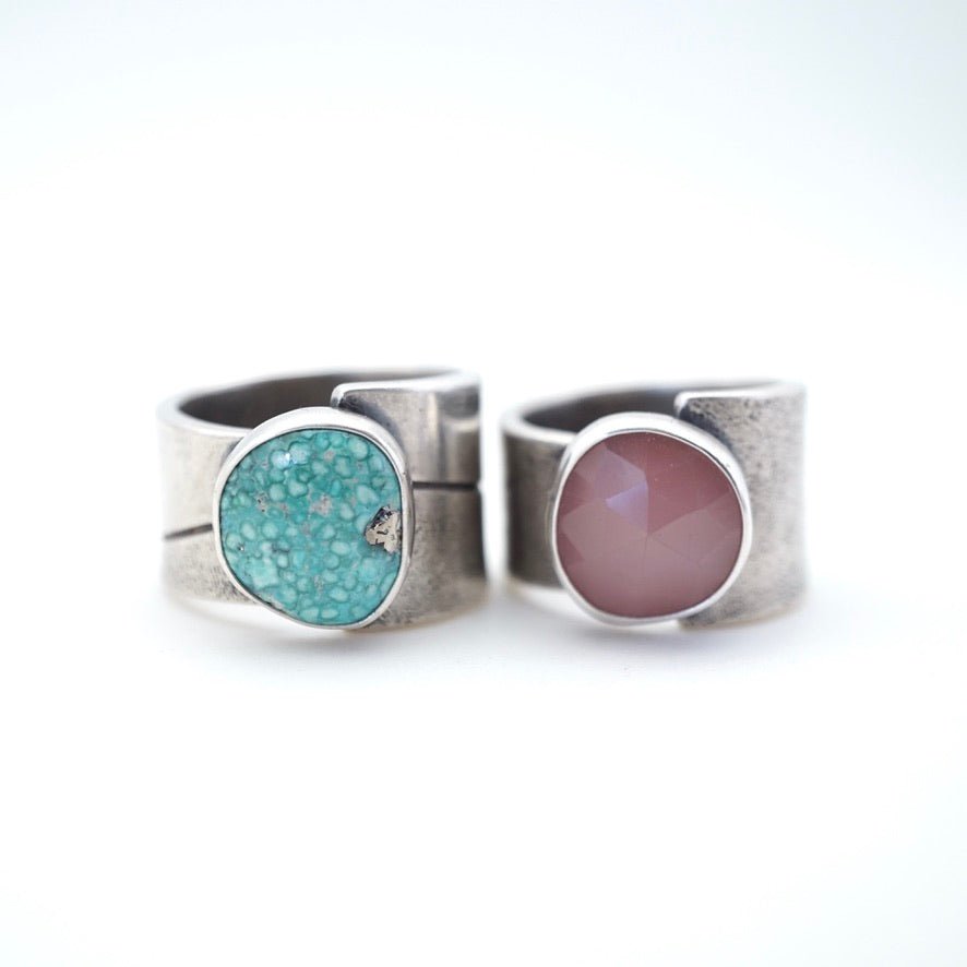 guava quartz chunky asymmetrical ring - size 6.5 - Lumenrose