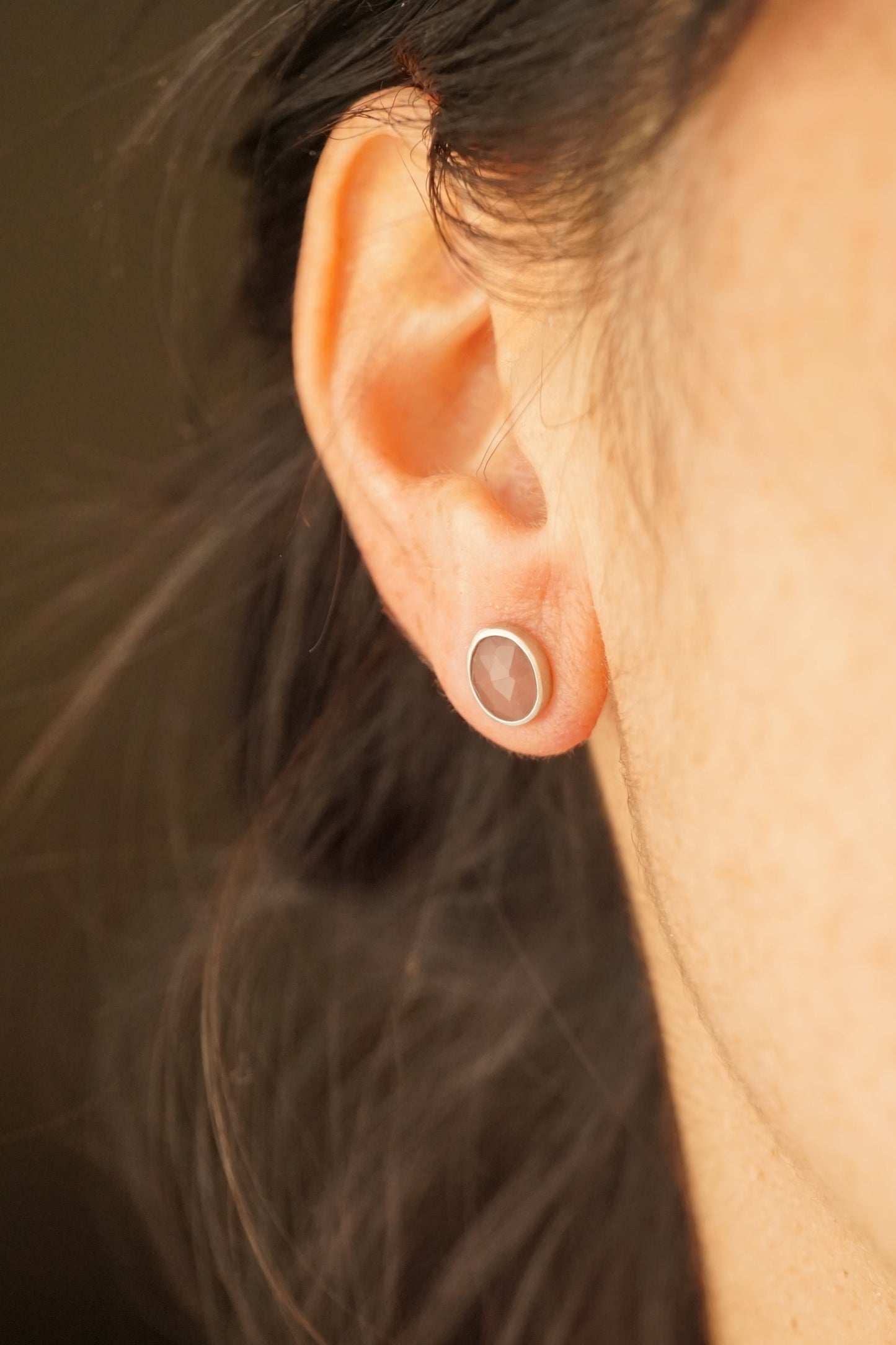guava quartz tiny studs - Lumenrose