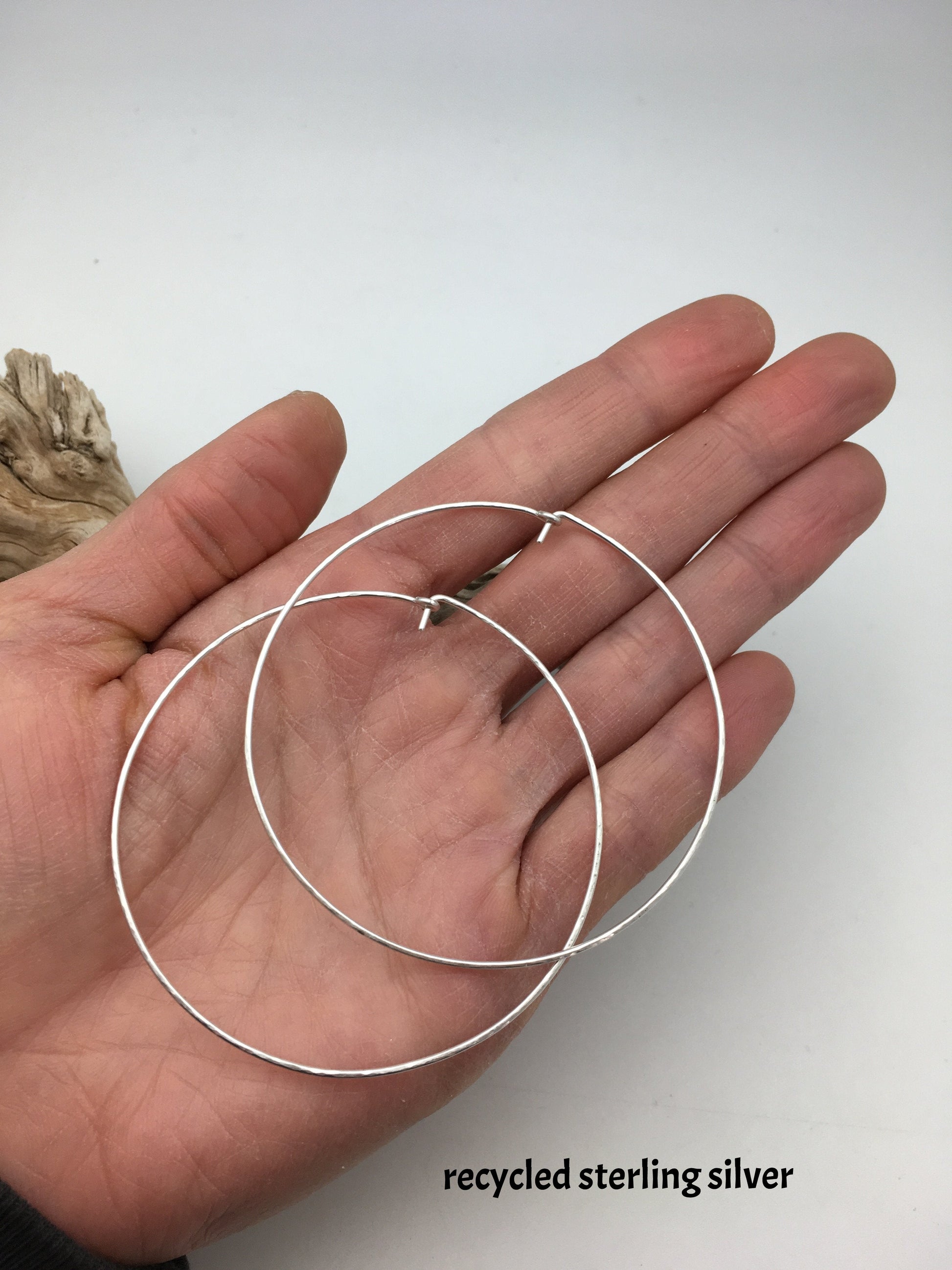 hammered hoop earrings - 3 sizes, silver or 14k goldfill - Lumenrose