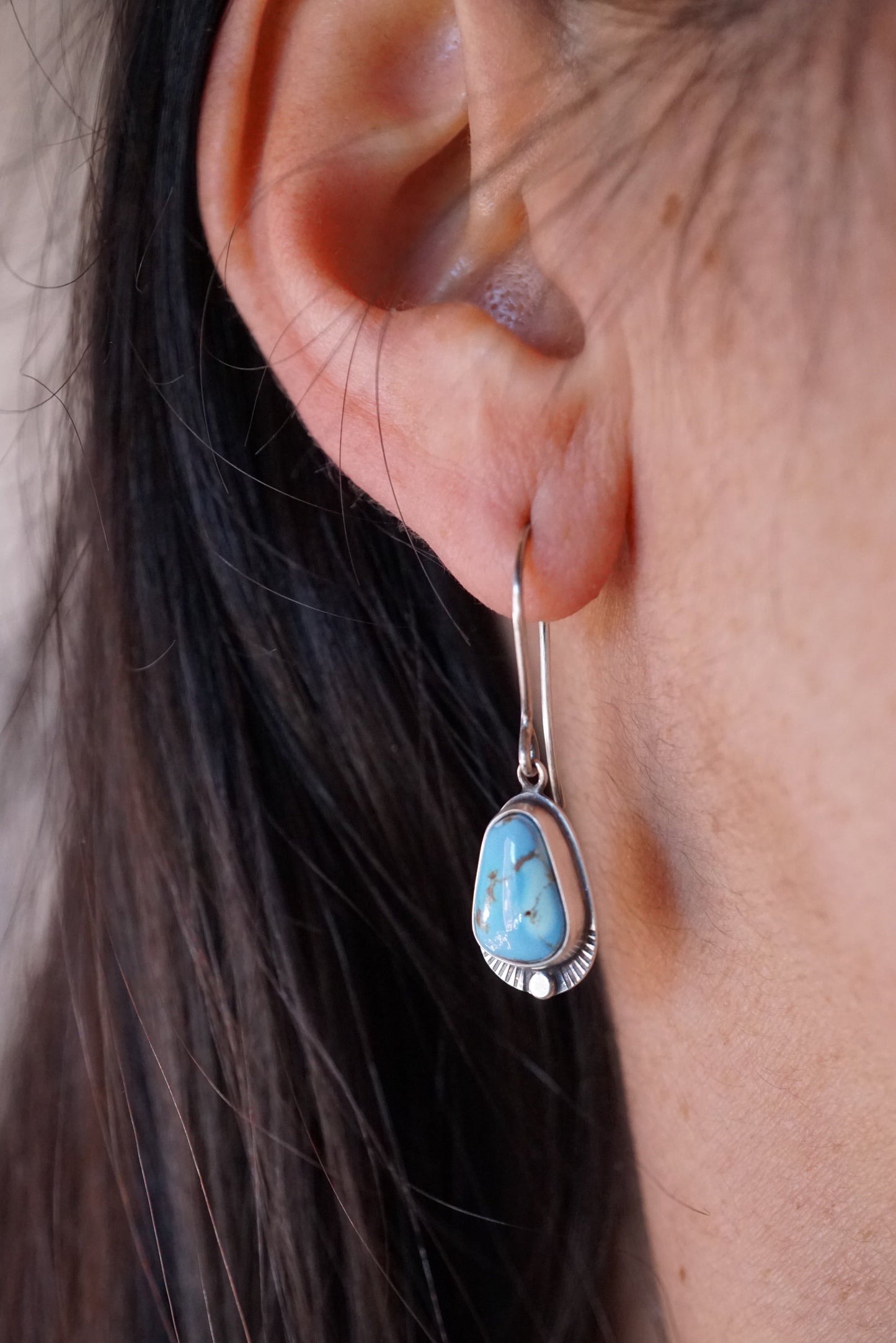 high grade lavender turquoise dangle earrings - Lumenrose