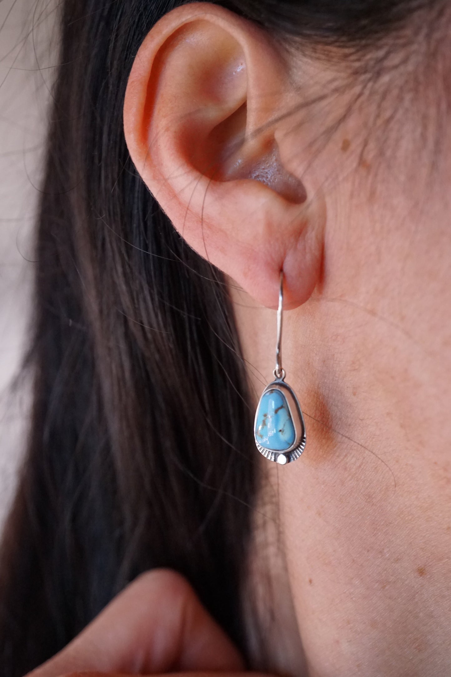 high grade lavender turquoise dangle earrings - Lumenrose