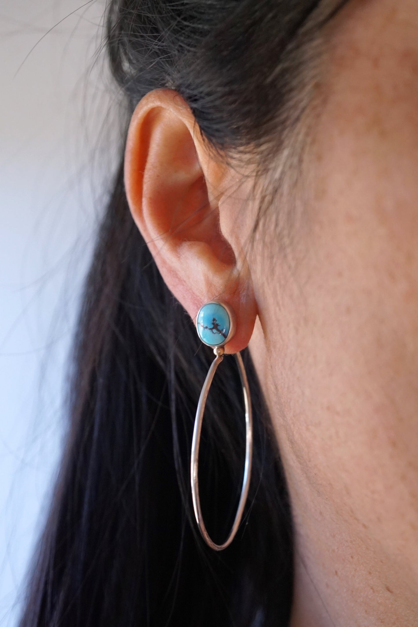 high grade lavender turquoise hoops w/ 14k accent- SMALL SIZE - Lumenrose