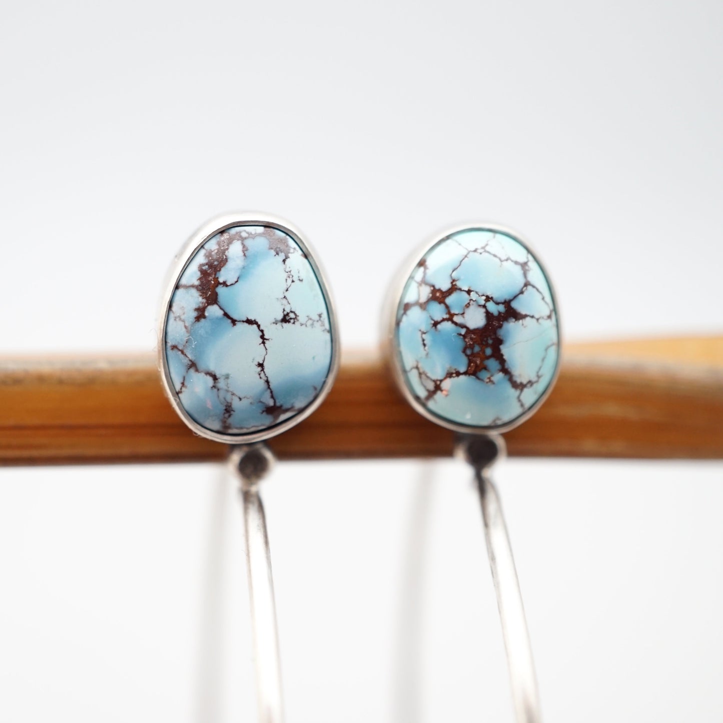 high grade lavender turquoise + silver hoops - Lumenrose